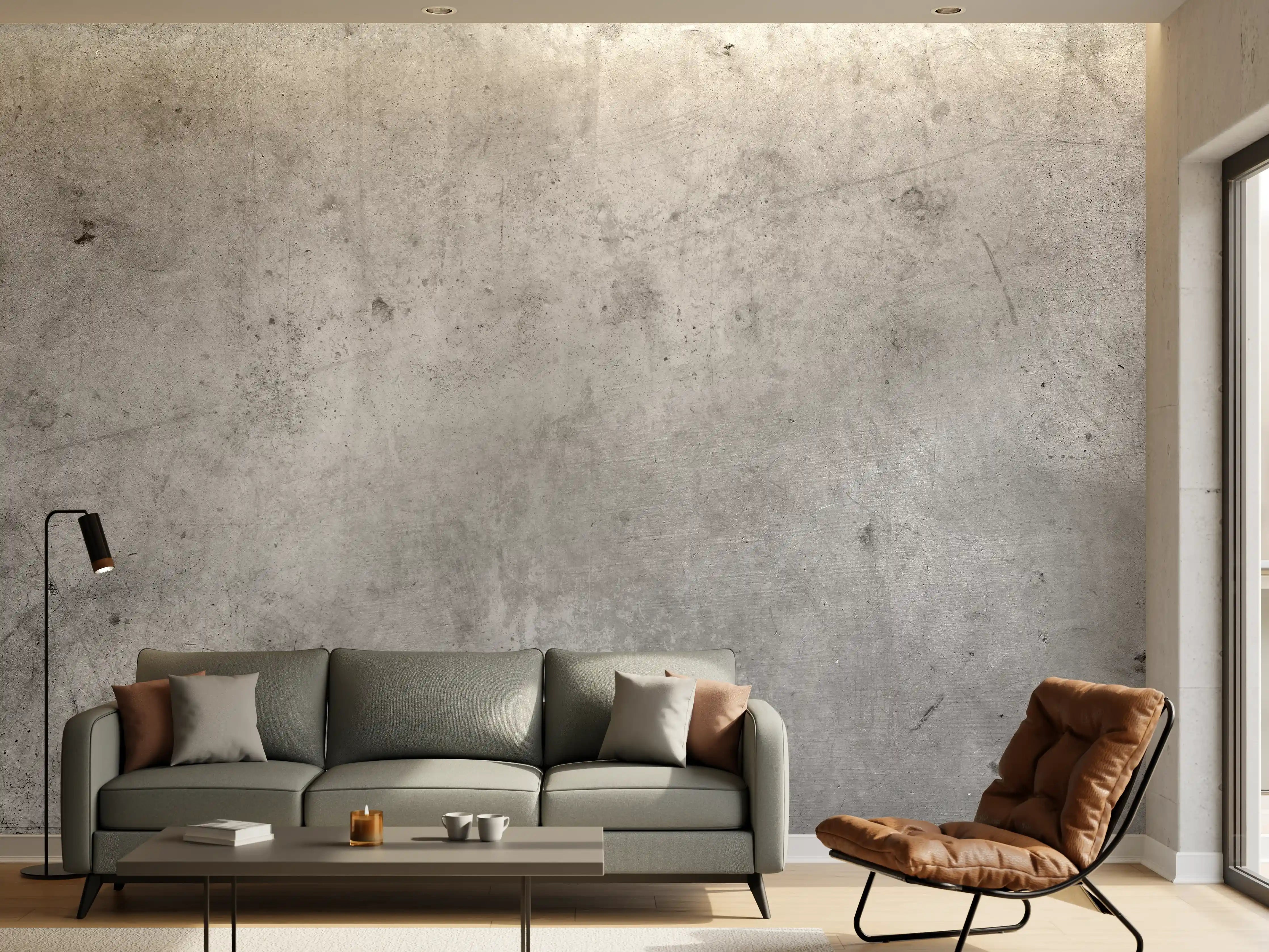 Wandverkleidung Wohnzimmer - Moderner Betonboden in Grau