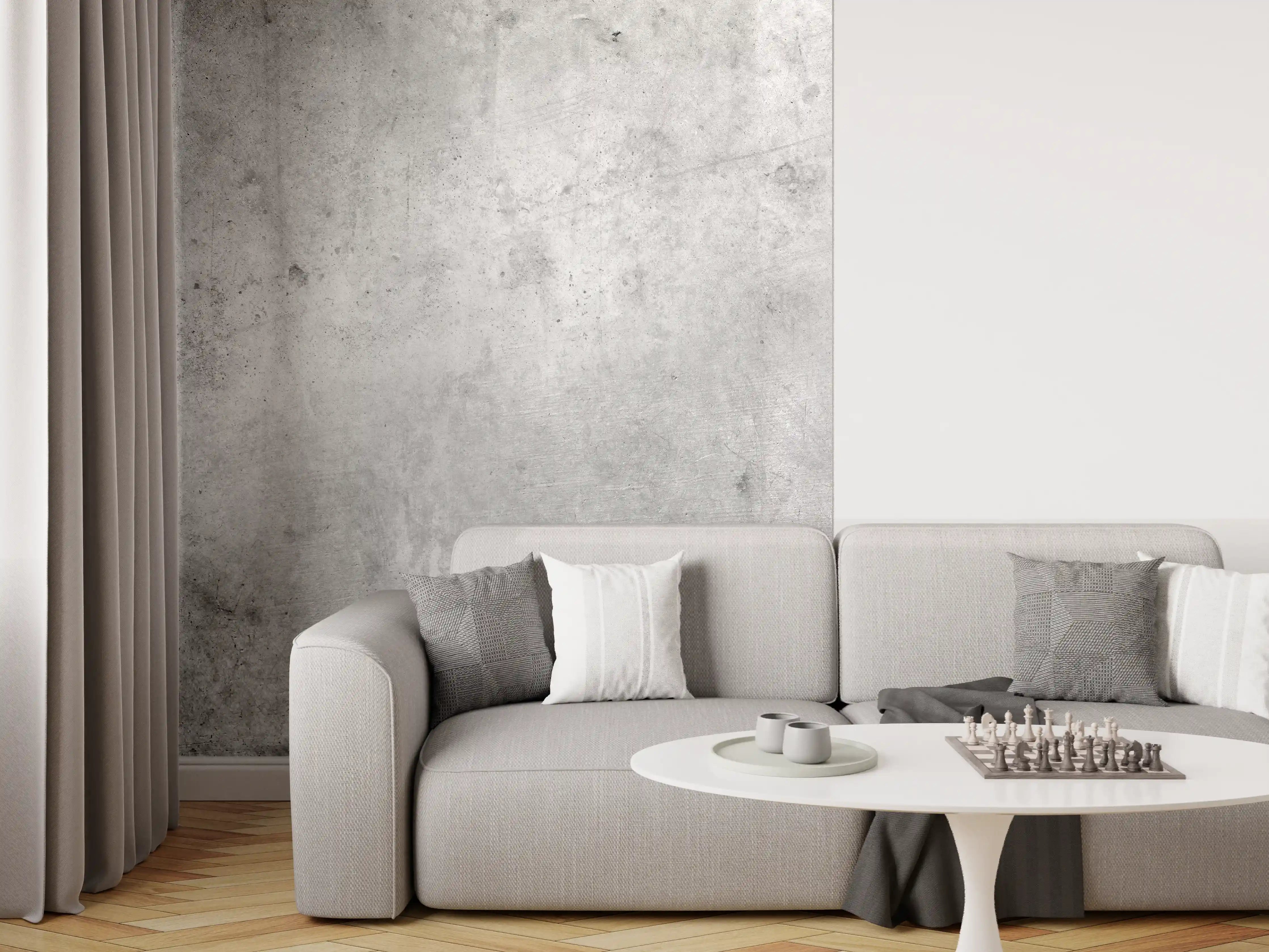 Wandverkleidung Wohnzimmer - Moderner Betonboden in Grau