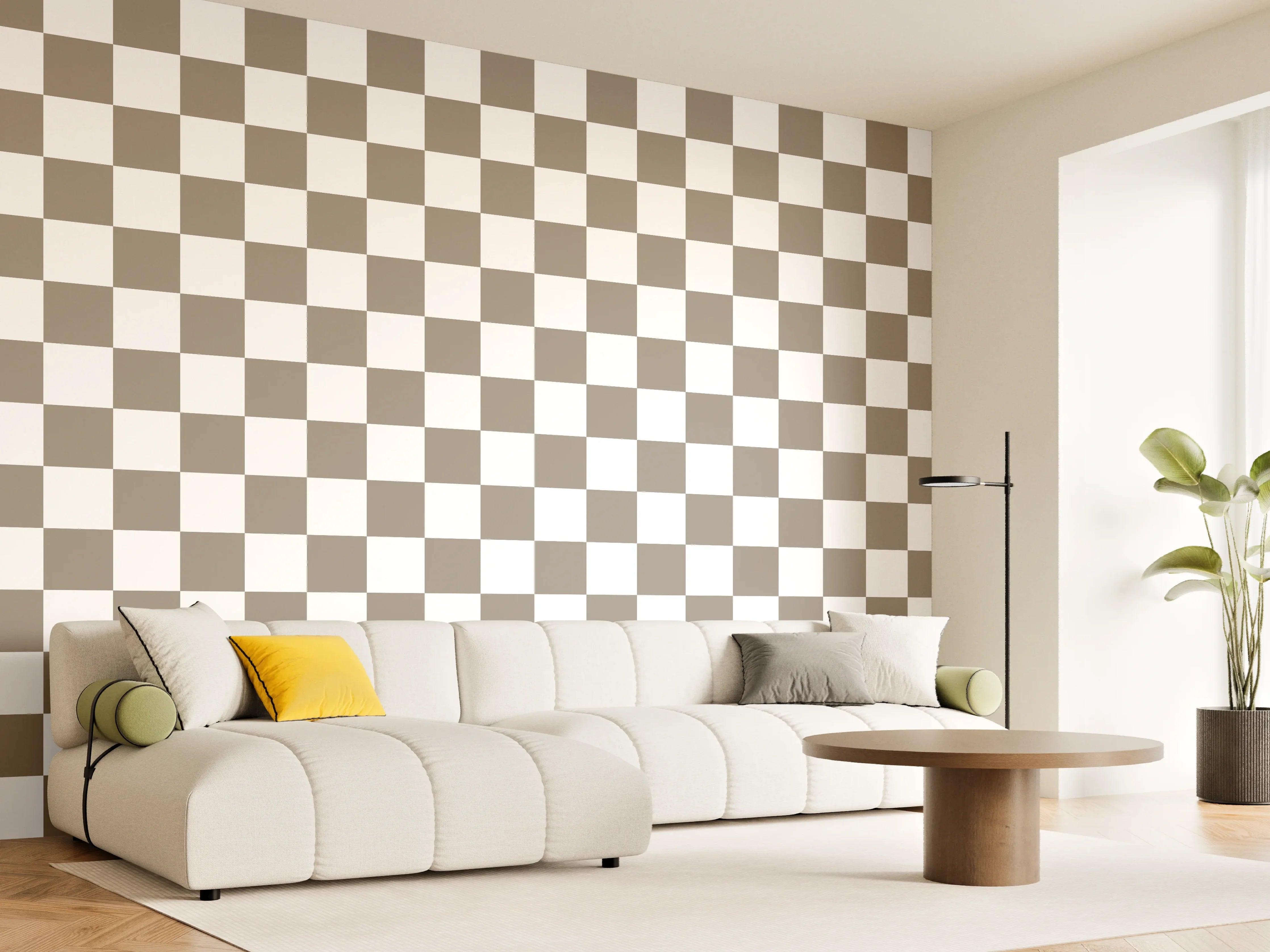 Wandverkleidung Wohnzimmer - Moderner Fliesenboden in neutralen Tönen