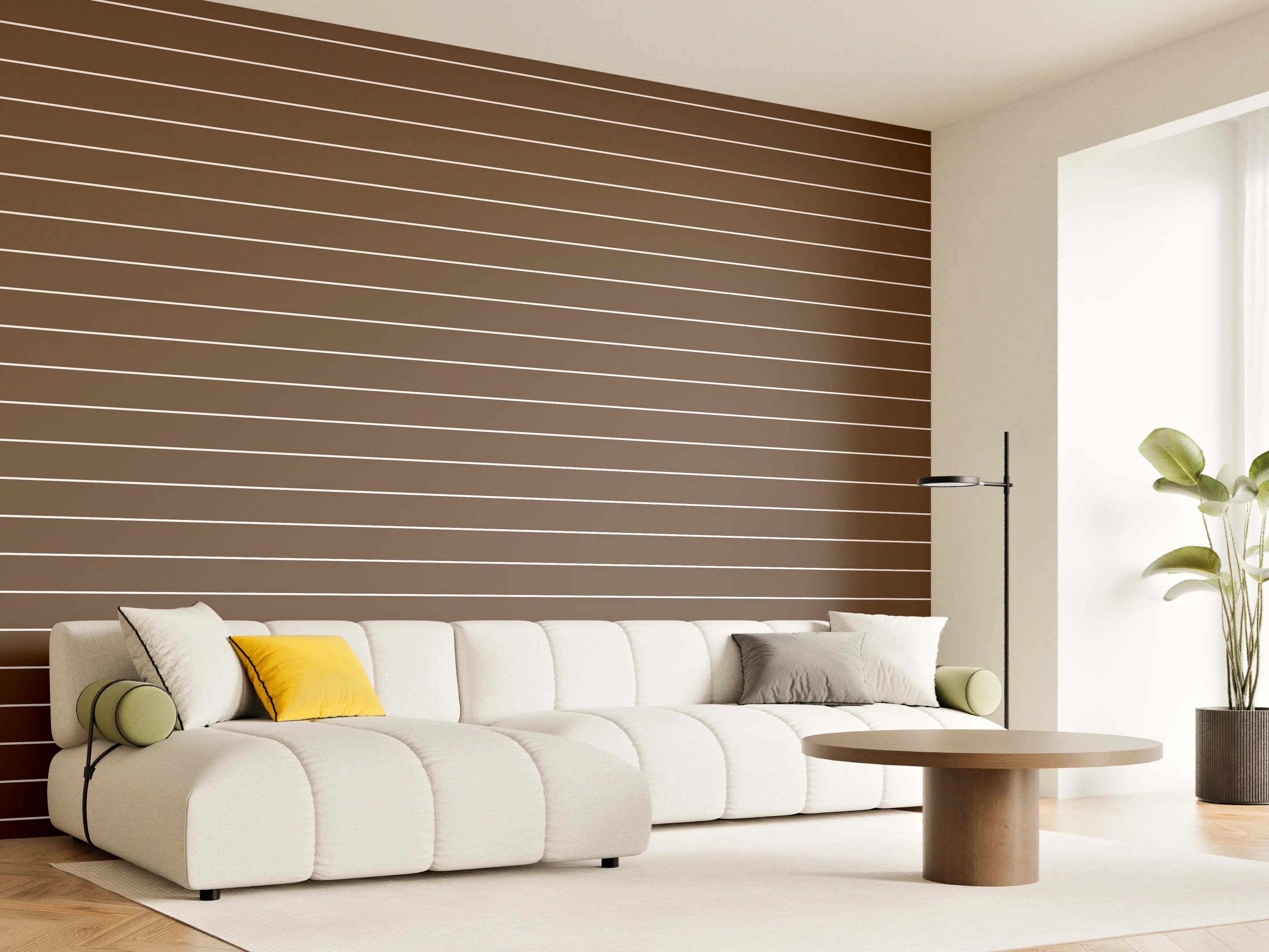 Wandverkleidung Wohnzimmer - Moderner Holzboden mit Streifenmuster