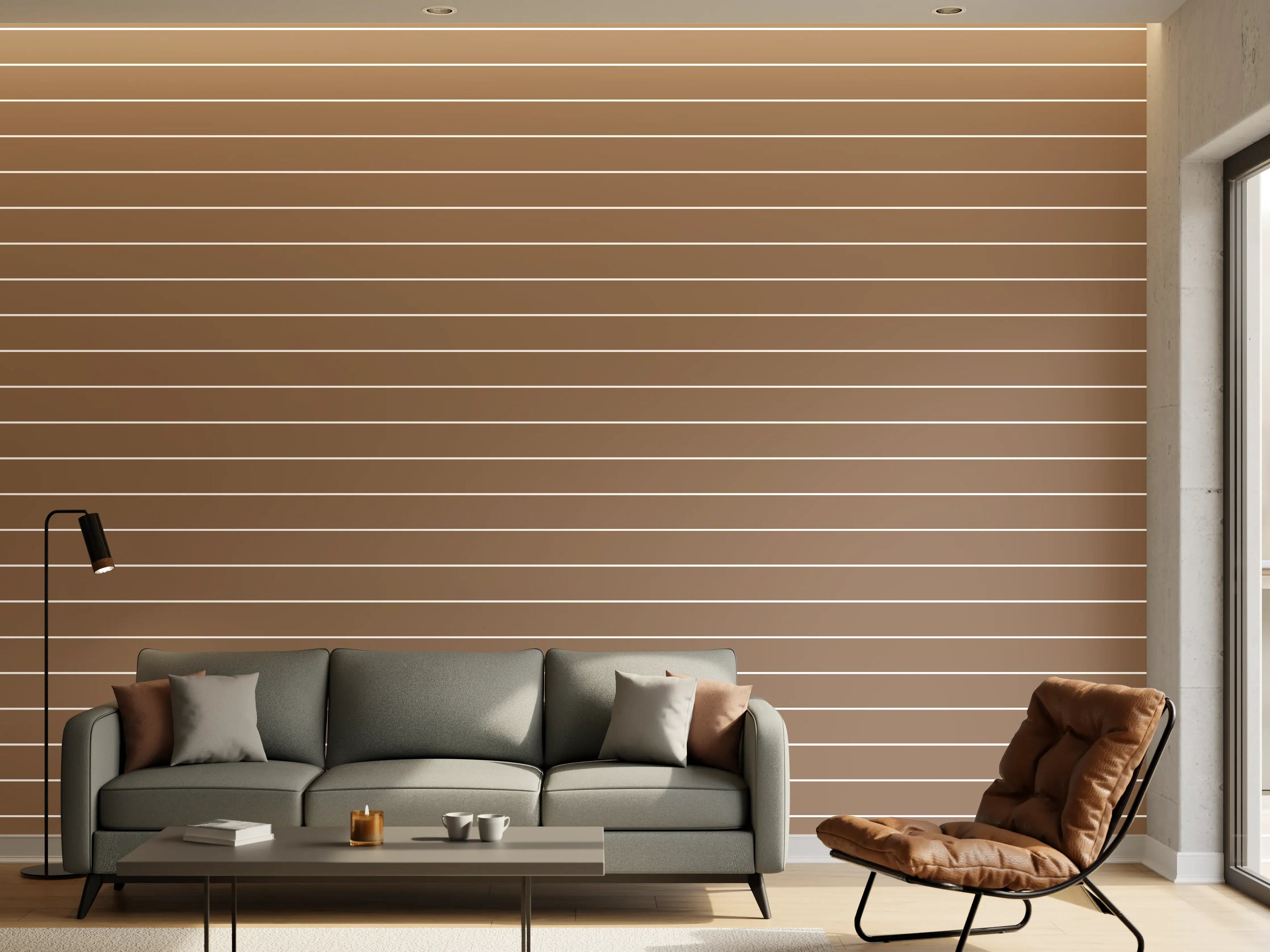Wandverkleidung Wohnzimmer - Moderner Holzfarben-Look
