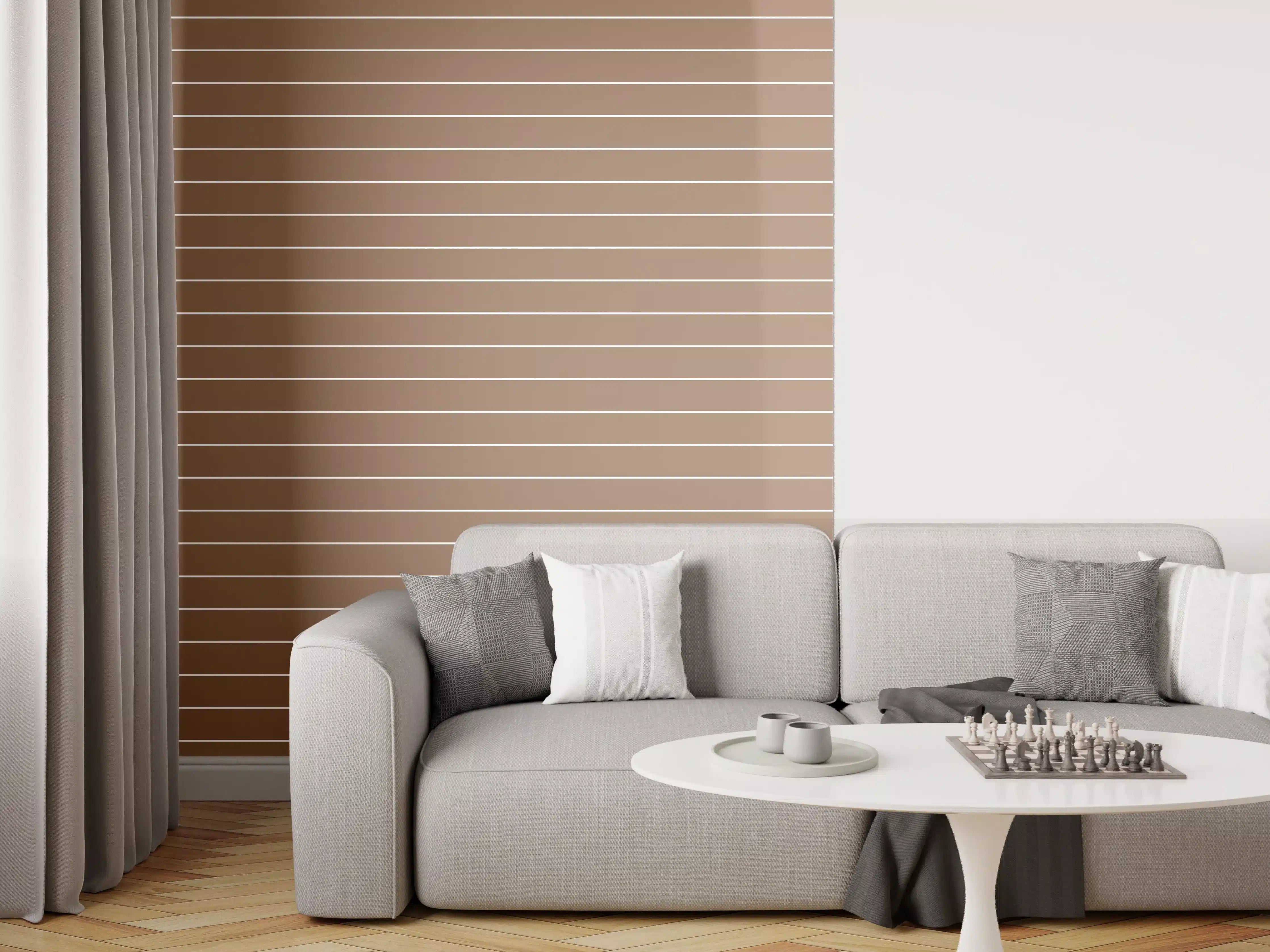 Wandverkleidung Wohnzimmer - Moderner Holzfarben-Look