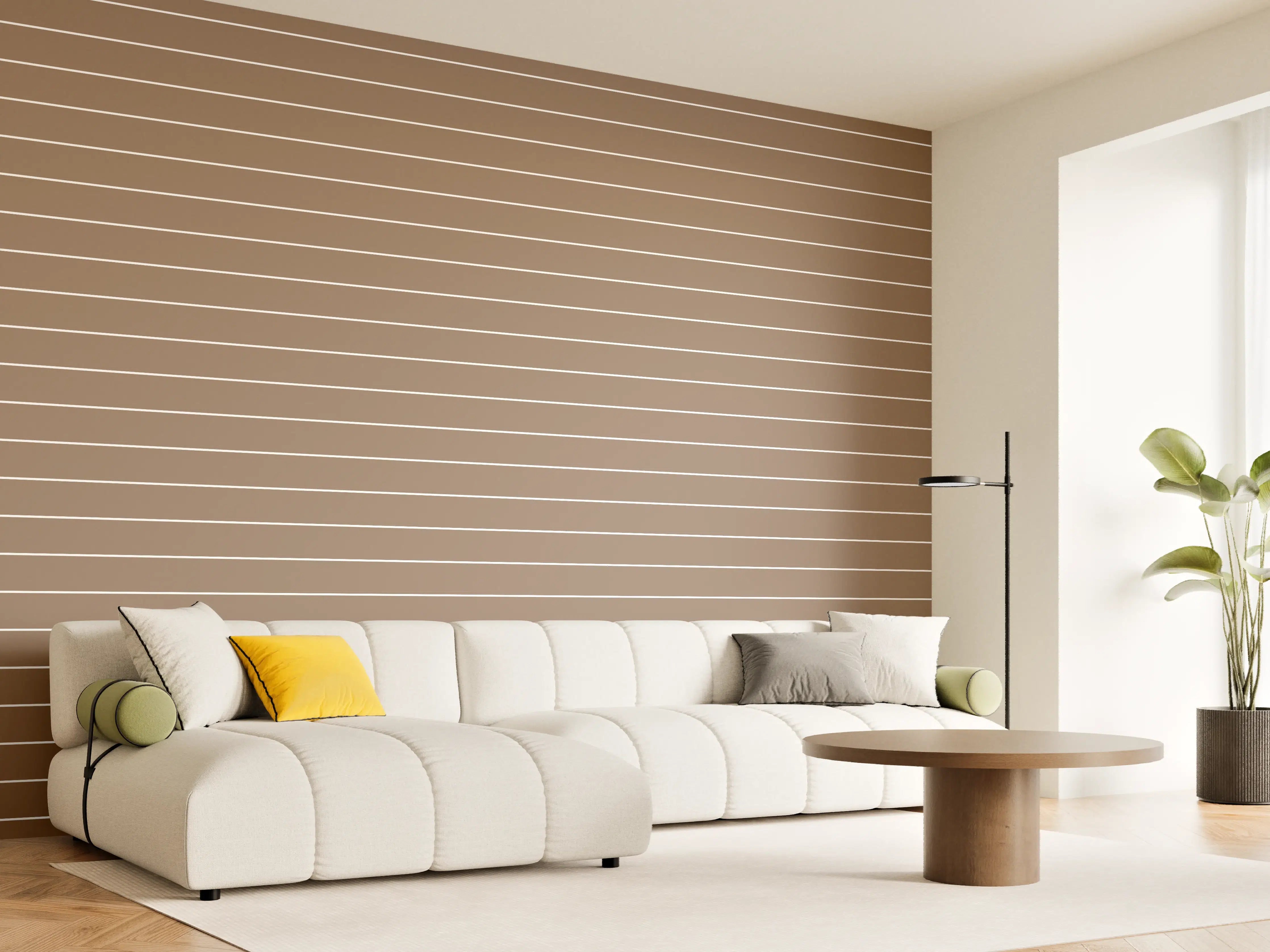 Wandverkleidung Wohnzimmer - Moderner Holzfarben-Look