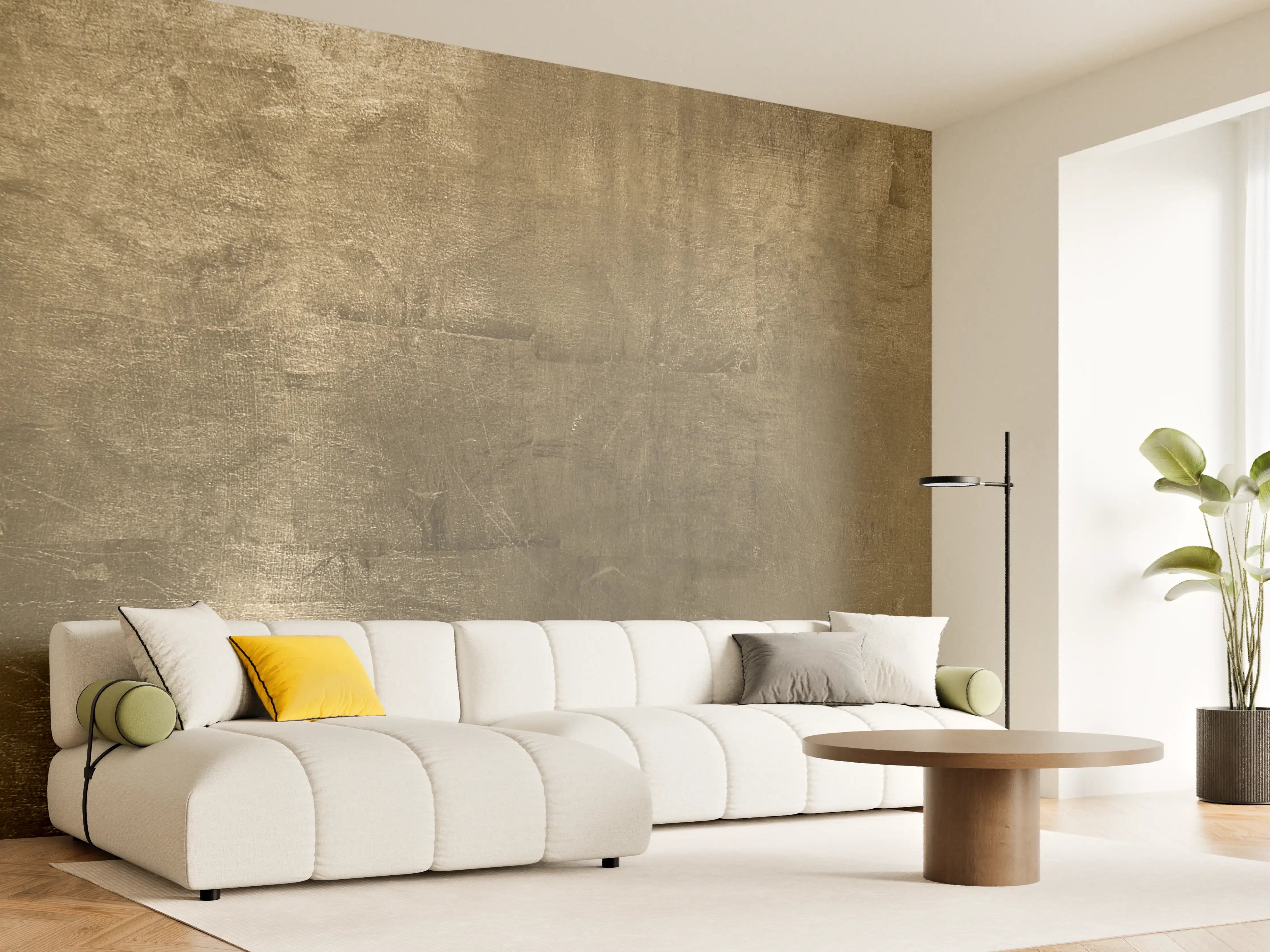Wandverkleidung Wohnzimmer - Moderner Marmor-Look in Erdtönen