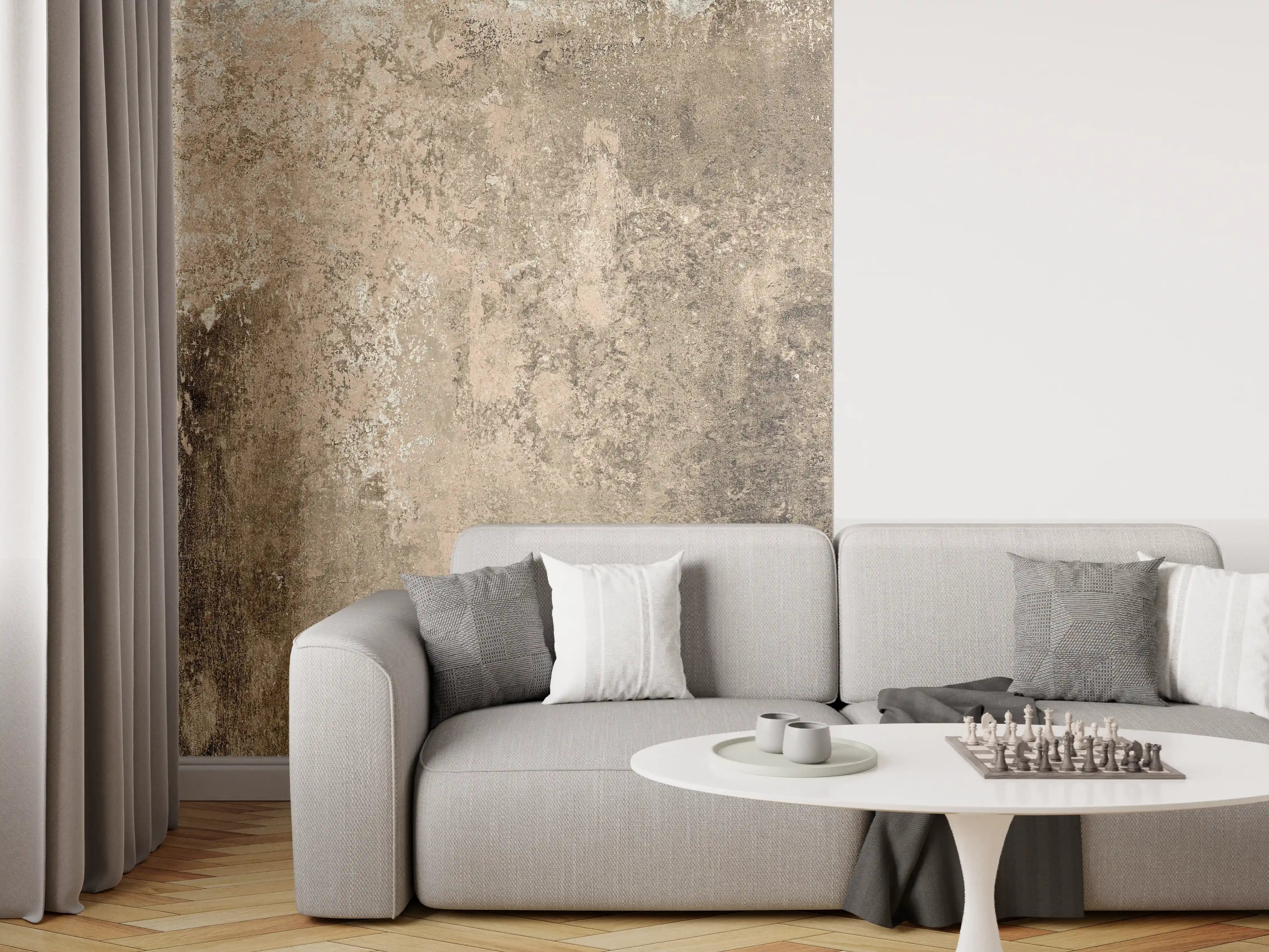 Wandverkleidung Wohnzimmer - Moderner Steinboden in Grau