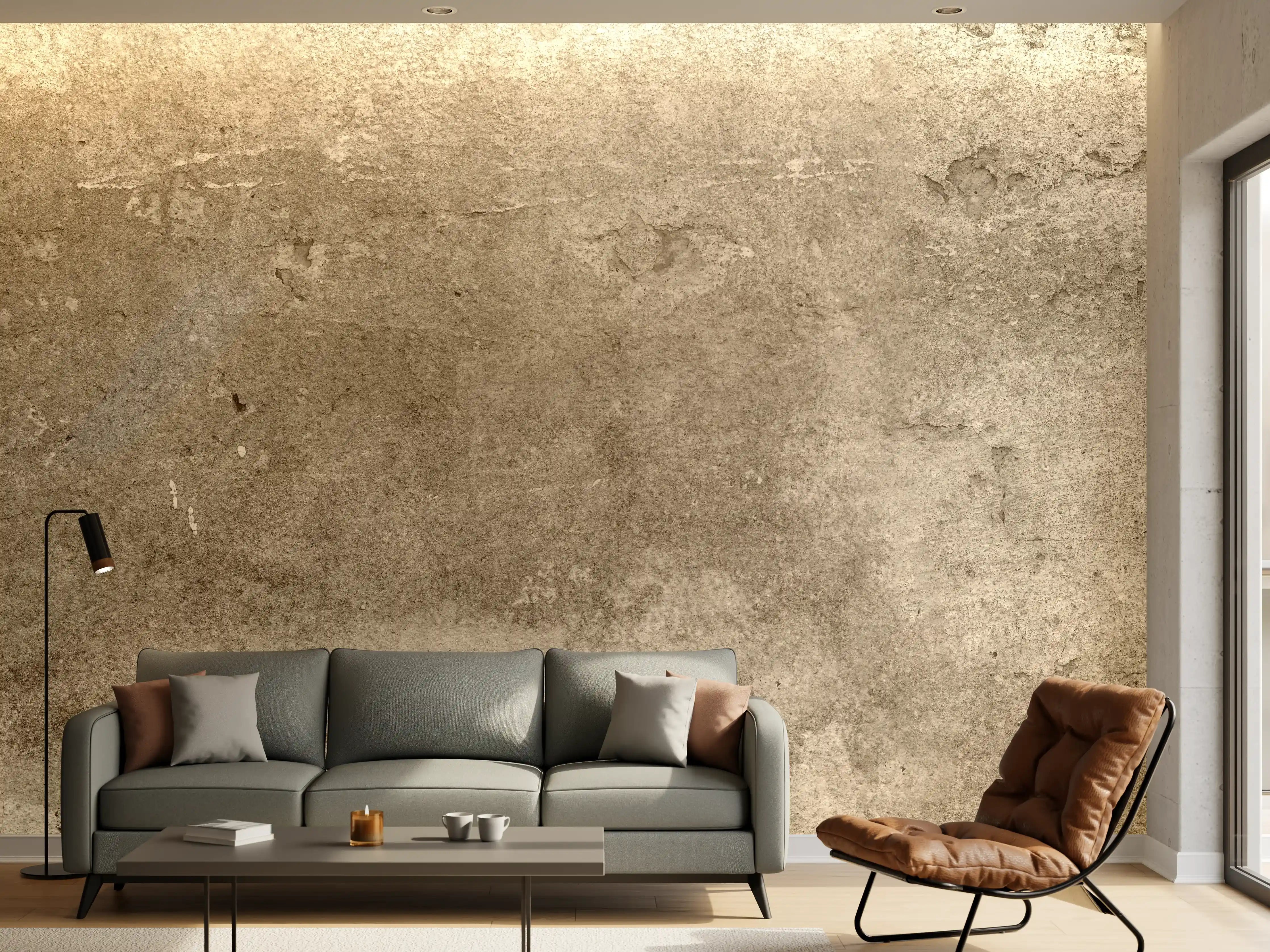 Wandverkleidung Wohnzimmer - Moderner Steinboden mit Betonoptik