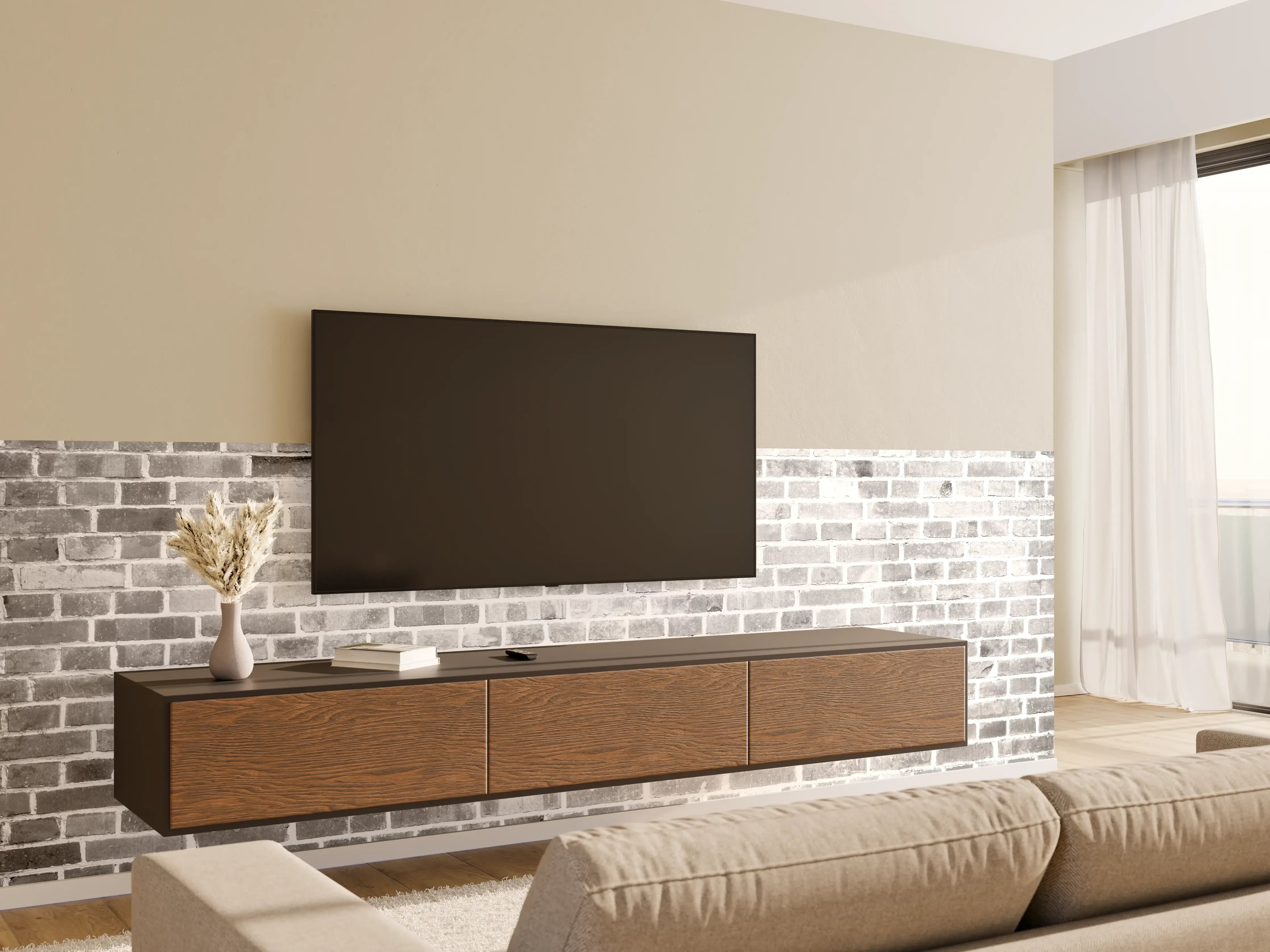 Wandverkleidung Wohnzimmer - Moderner Ziegelsteinwand-Hintergrund