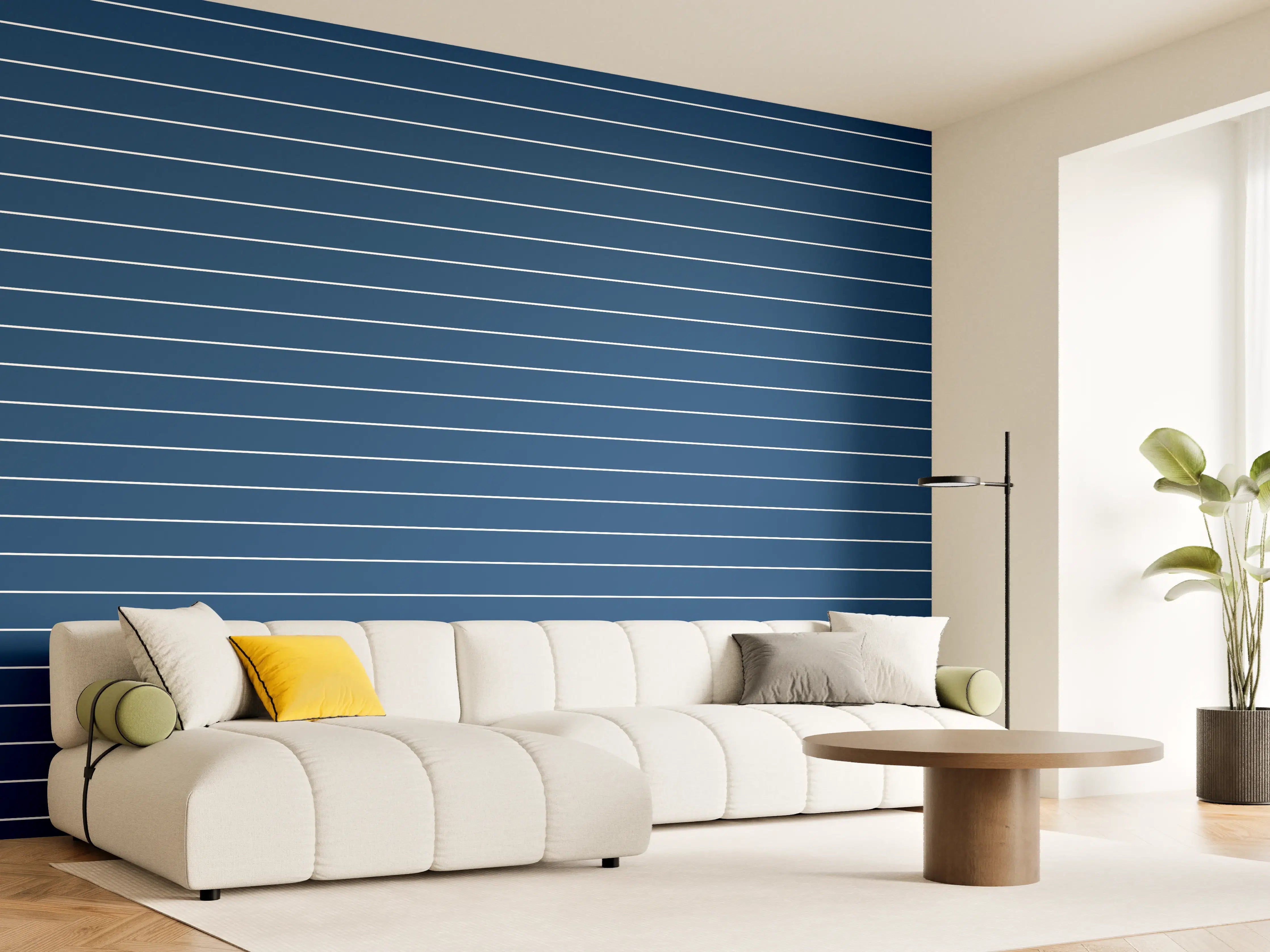 Wandverkleidung Wohnzimmer - Moderner blauer Linienhintergrund