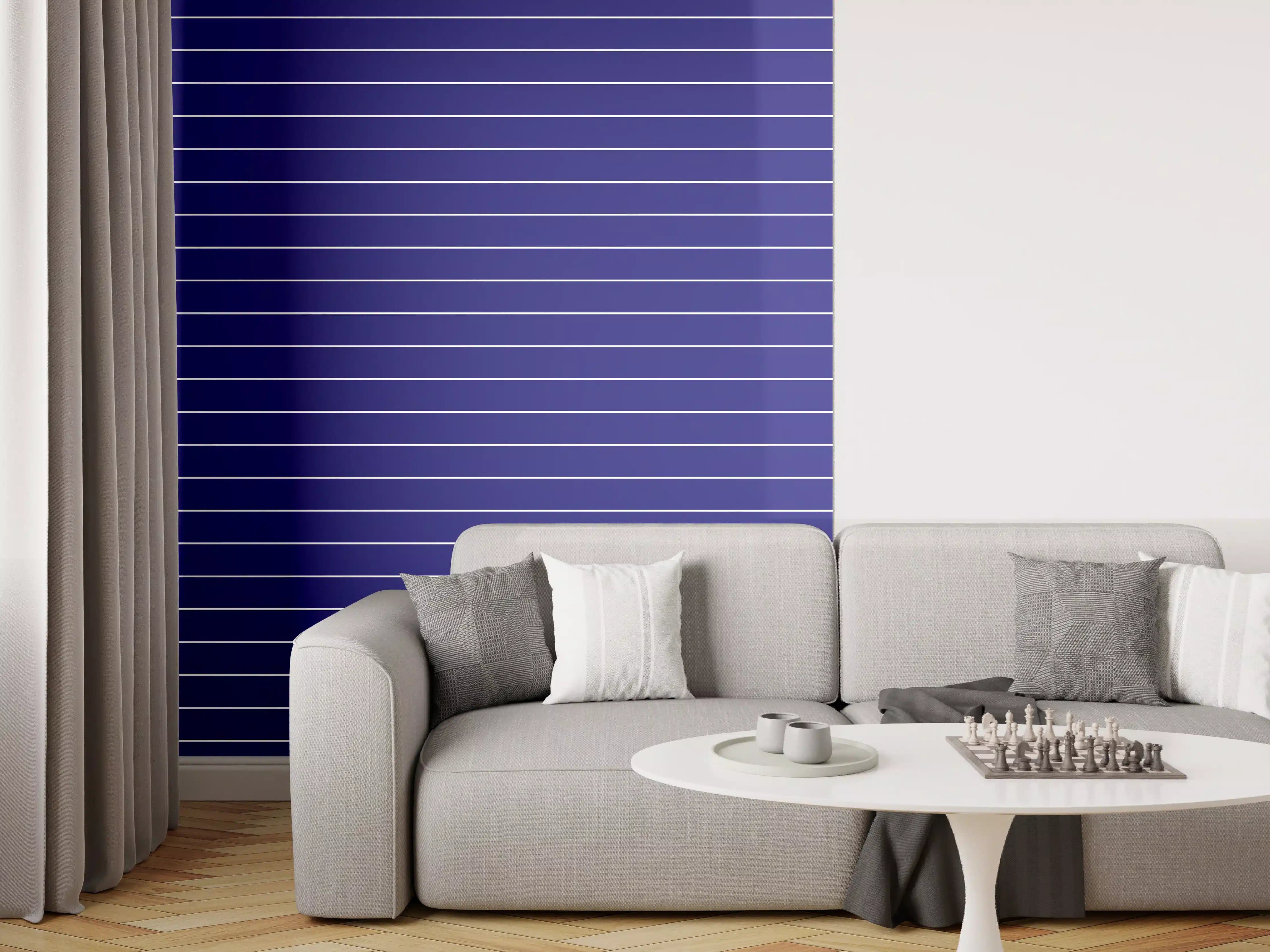 Wandverkleidung Wohnzimmer - Moderner blauer Streifen-Hintergrund