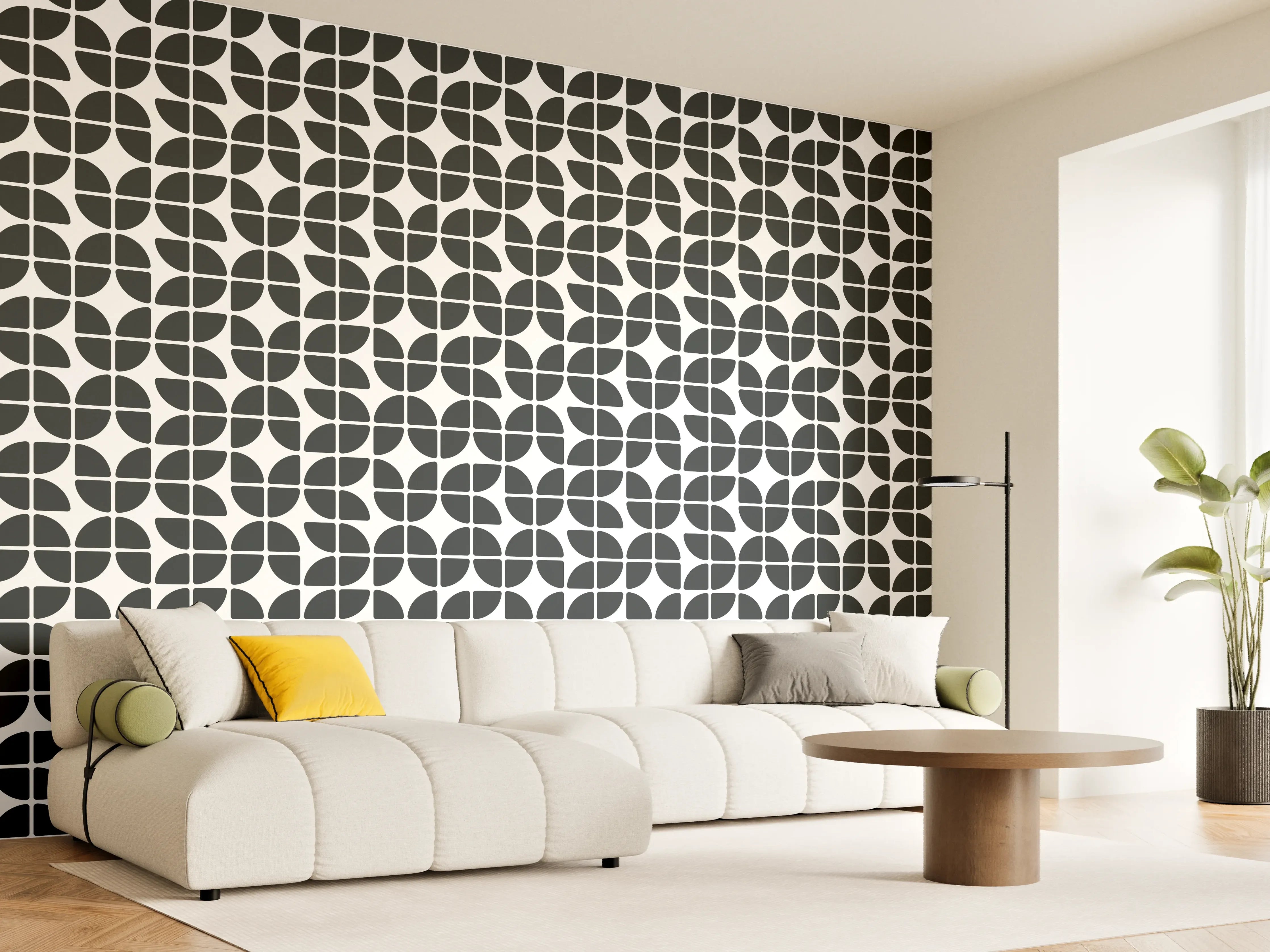 Wandverkleidung Wohnzimmer - Moderner, geometrischer Muster-Design