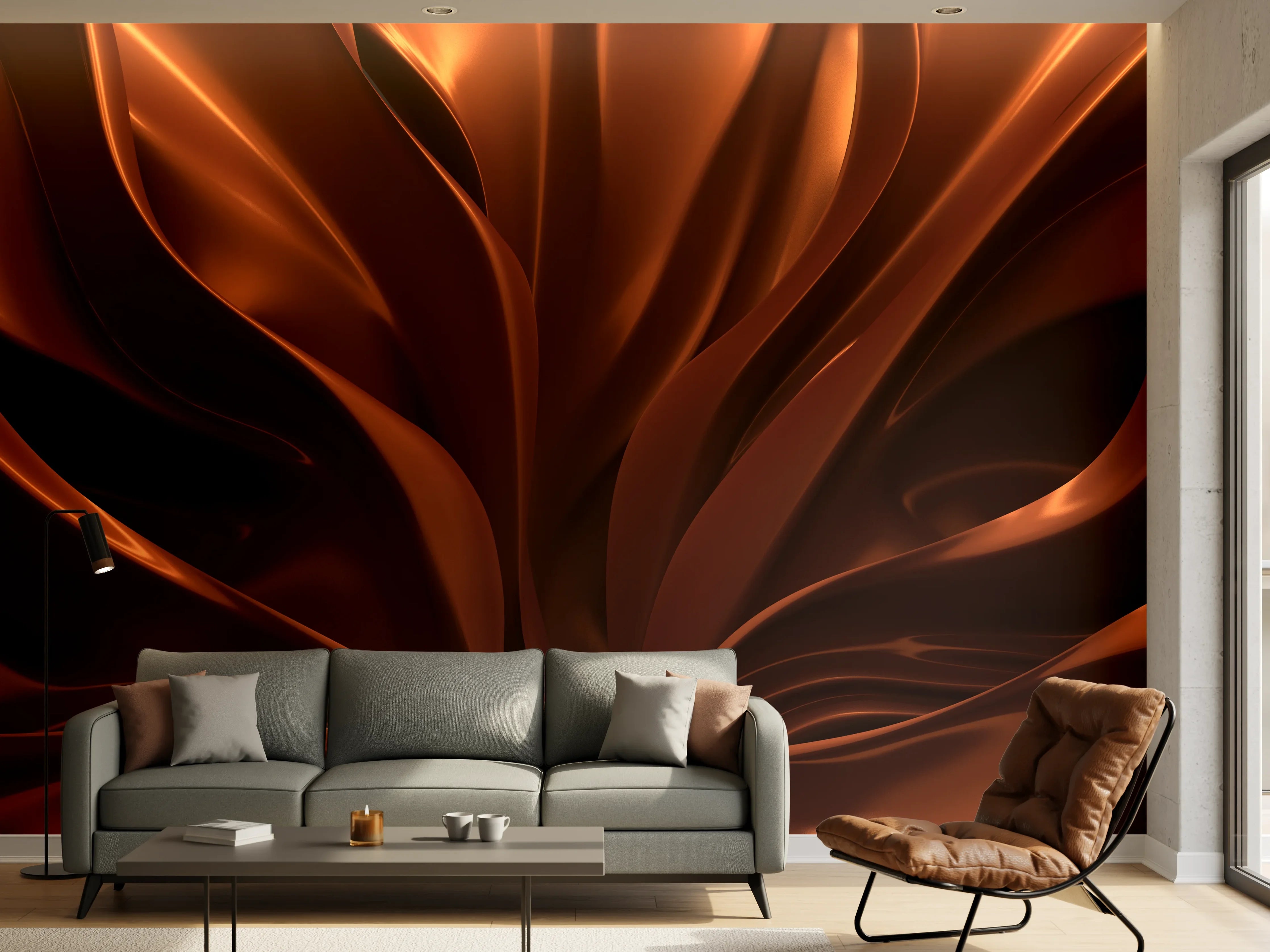 Wandverkleidung Wohnzimmer - Moderner, glänzender Bronze-Design-Artikel