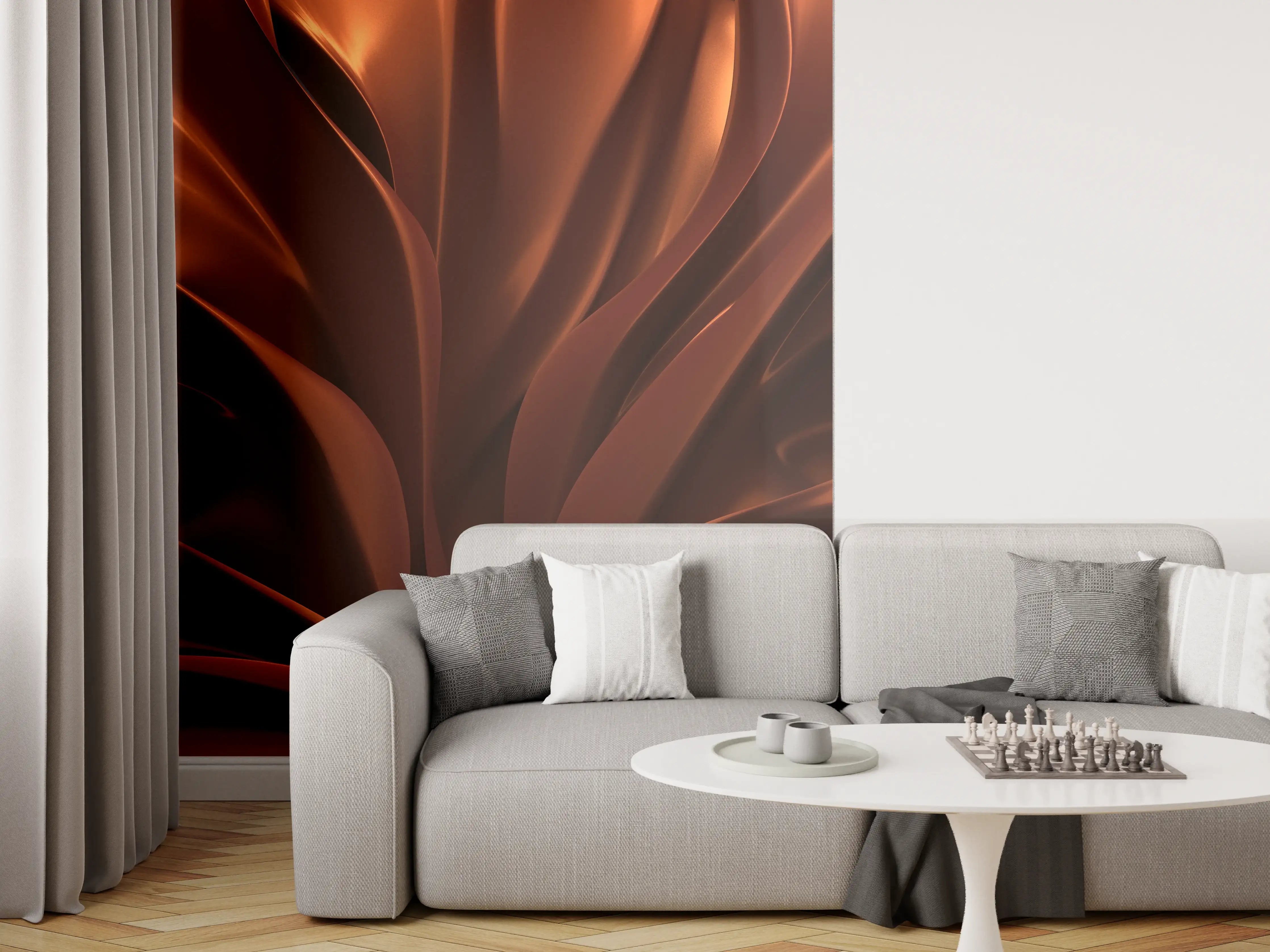 Wandverkleidung Wohnzimmer - Moderner, glänzender Bronze-Design-Artikel
