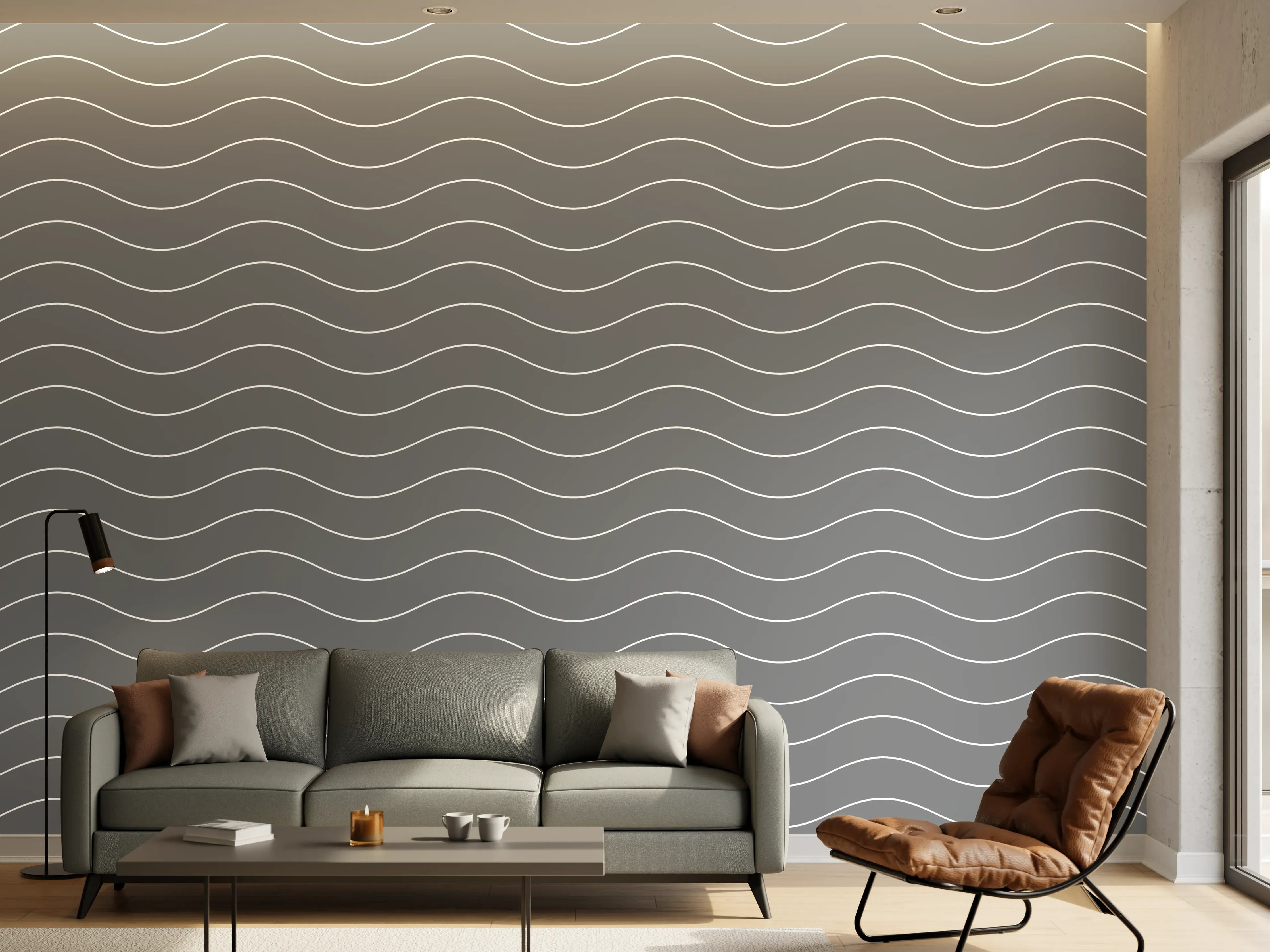 Wandverkleidung Wohnzimmer - Moderner, minimalistischer Wassermotiv-Wandbild