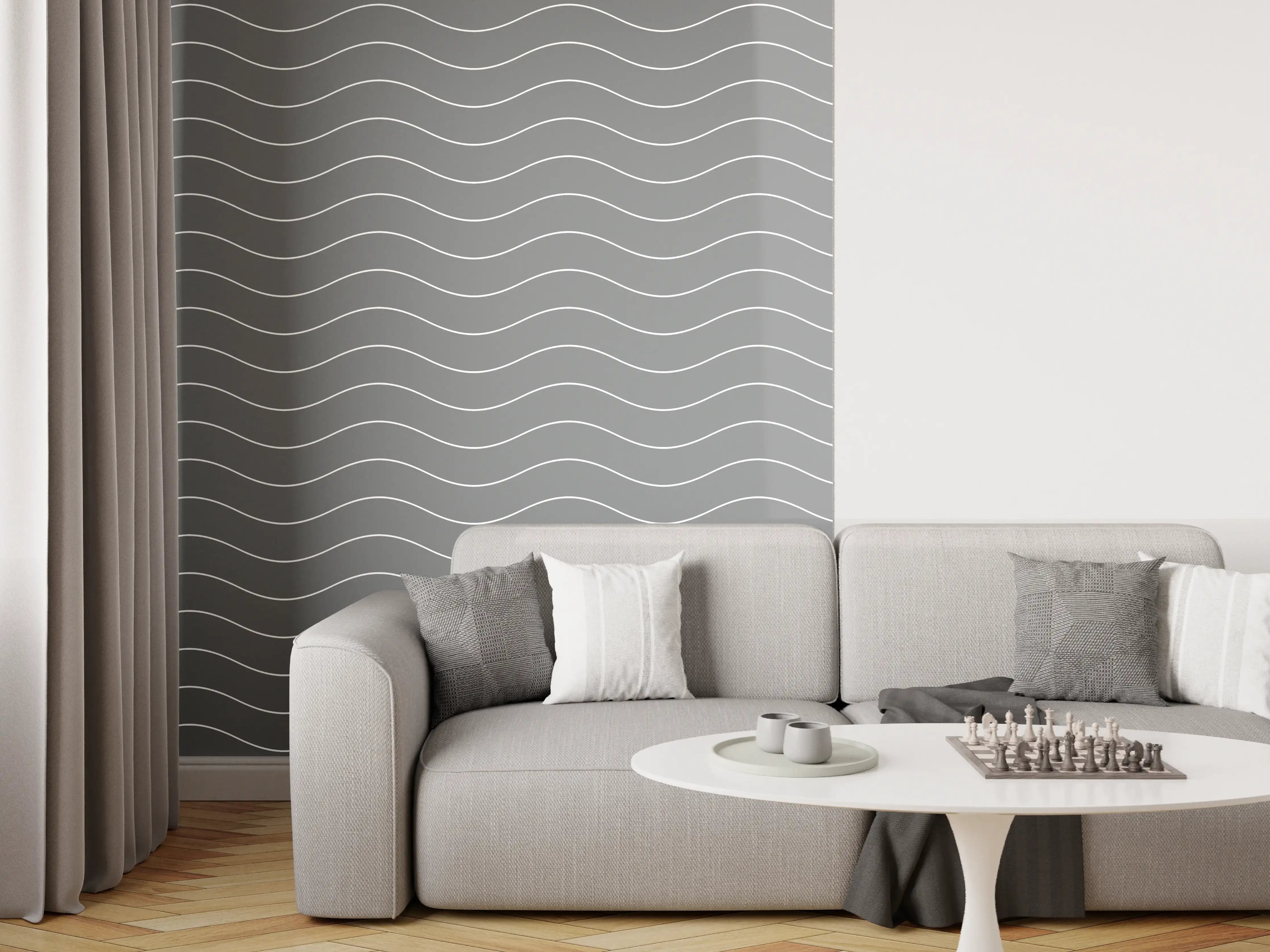 Wandverkleidung Wohnzimmer - Moderner, minimalistischer Wassermotiv-Wandbild
