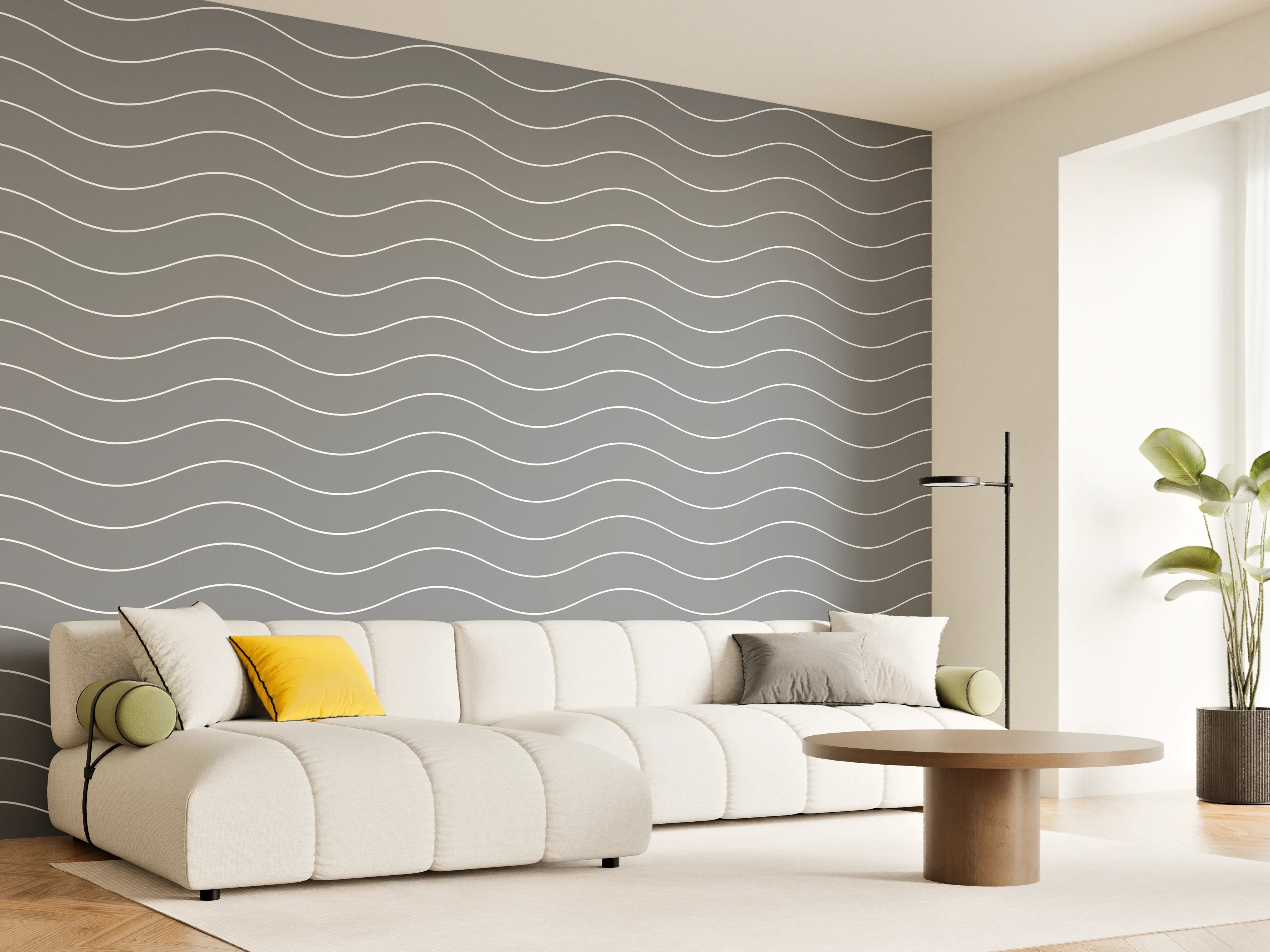 Wandverkleidung Wohnzimmer - Moderner, minimalistischer Wassermotiv-Wandbild