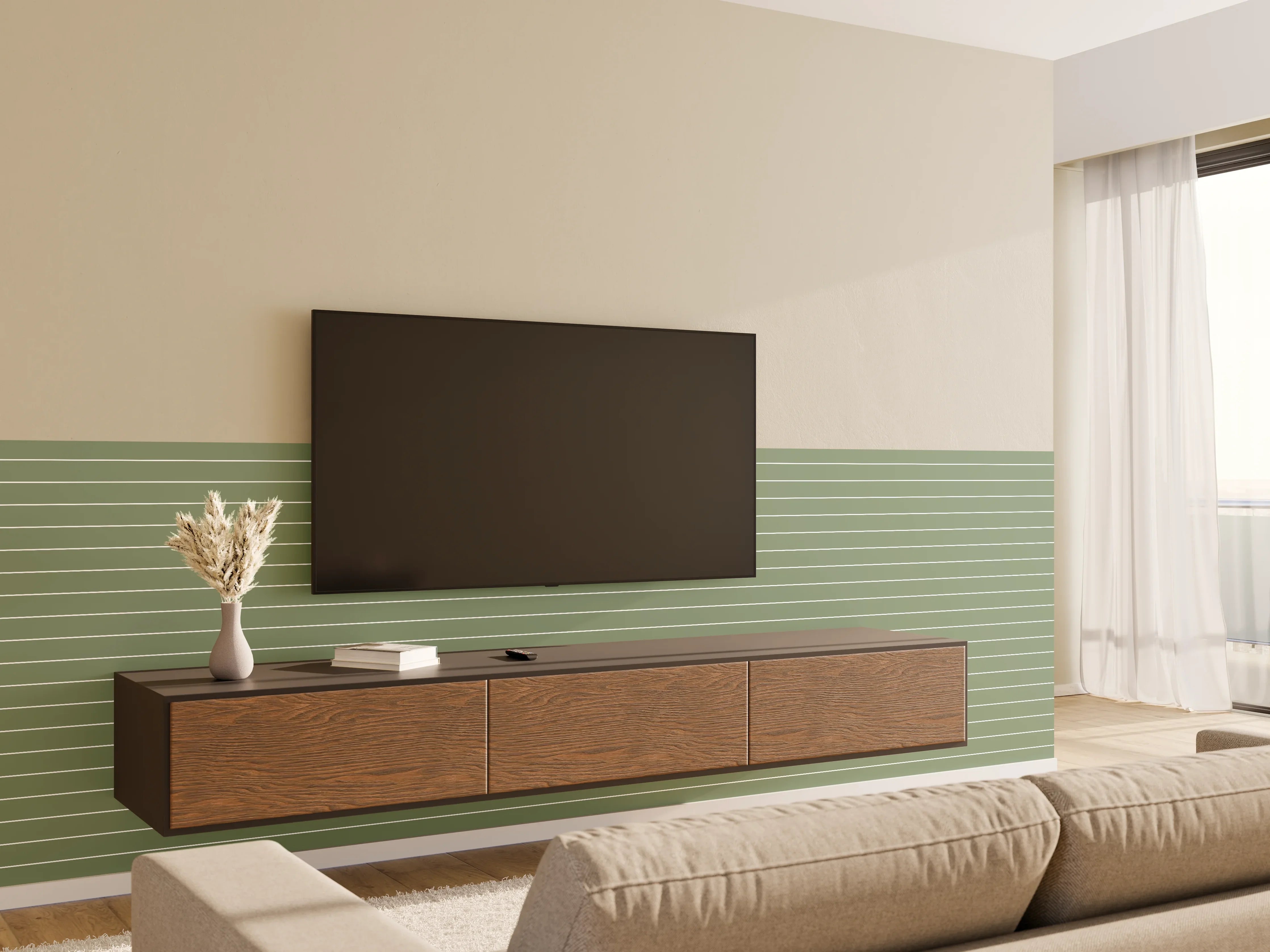 Wandverkleidung Wohnzimmer - Moderner, stilvoller Wandbehang in Grün