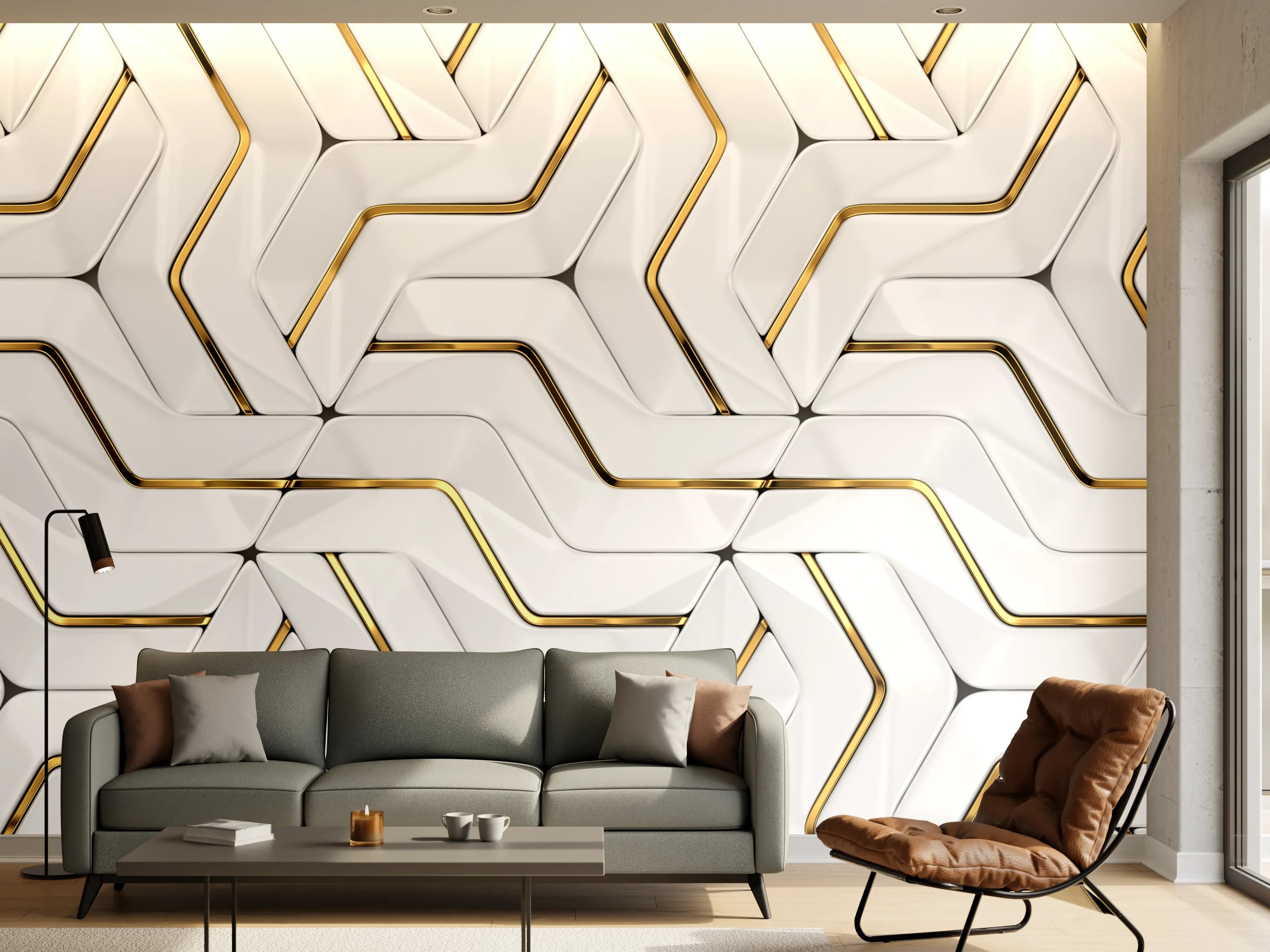 Wandverkleidung Wohnzimmer - Modernes Hintergrund Muster
