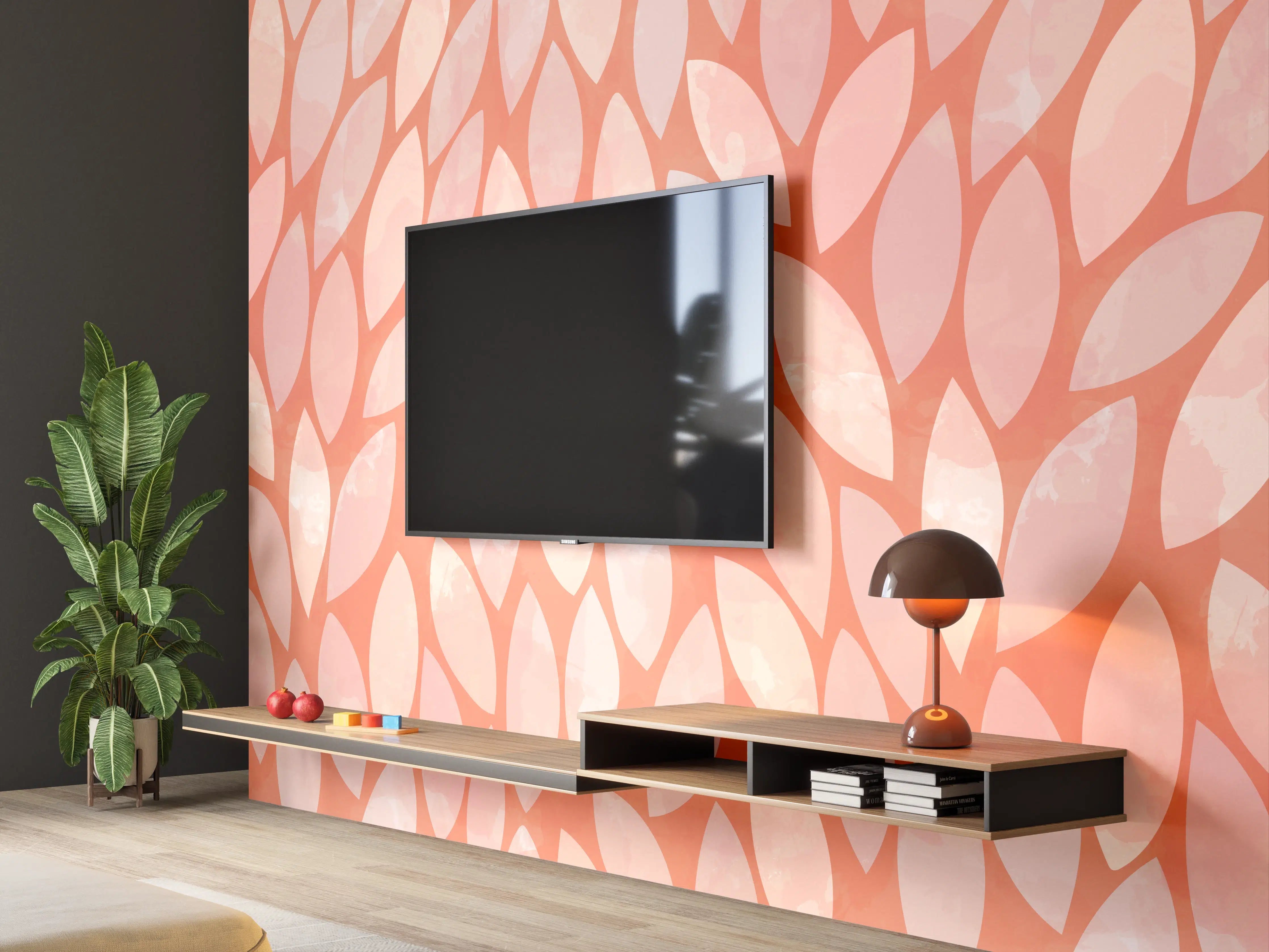 Wandverkleidung Wohnzimmer - Modernes Musterdesign in warmen Tönen