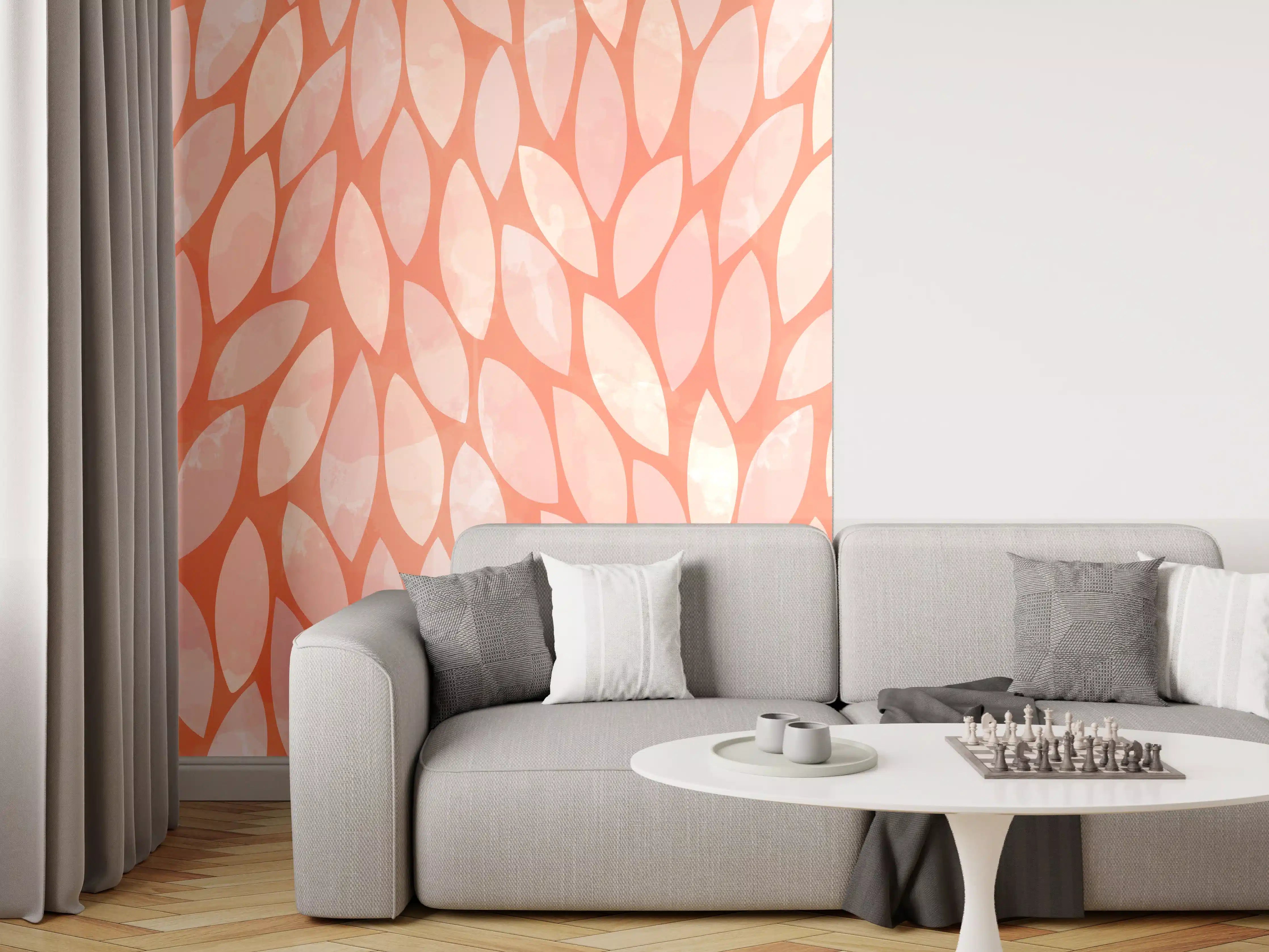 Wandverkleidung Wohnzimmer - Modernes Musterdesign in warmen Tönen