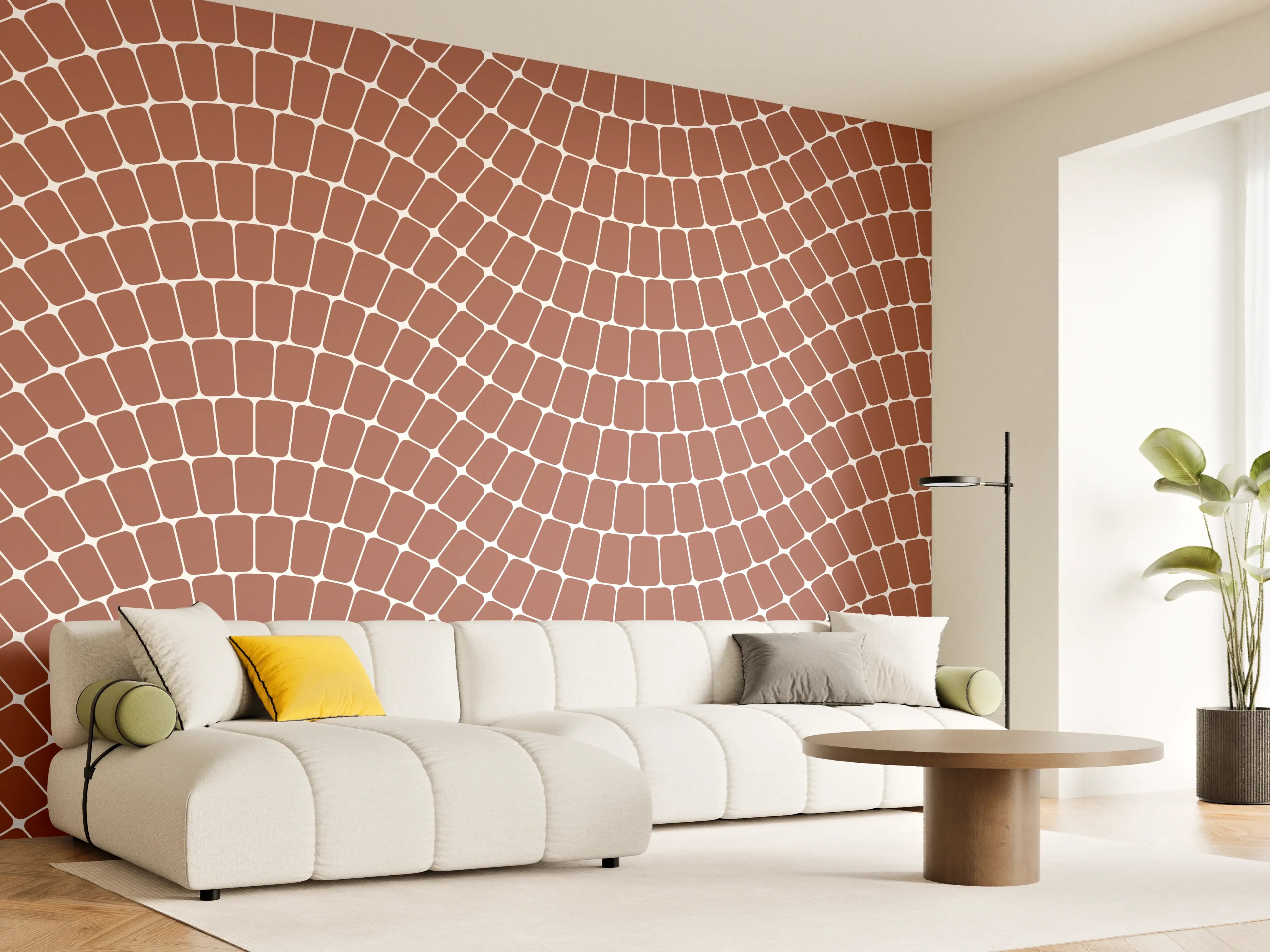 Wandverkleidung Wohnzimmer - Mosaik Fliesendesign in Erdtönen