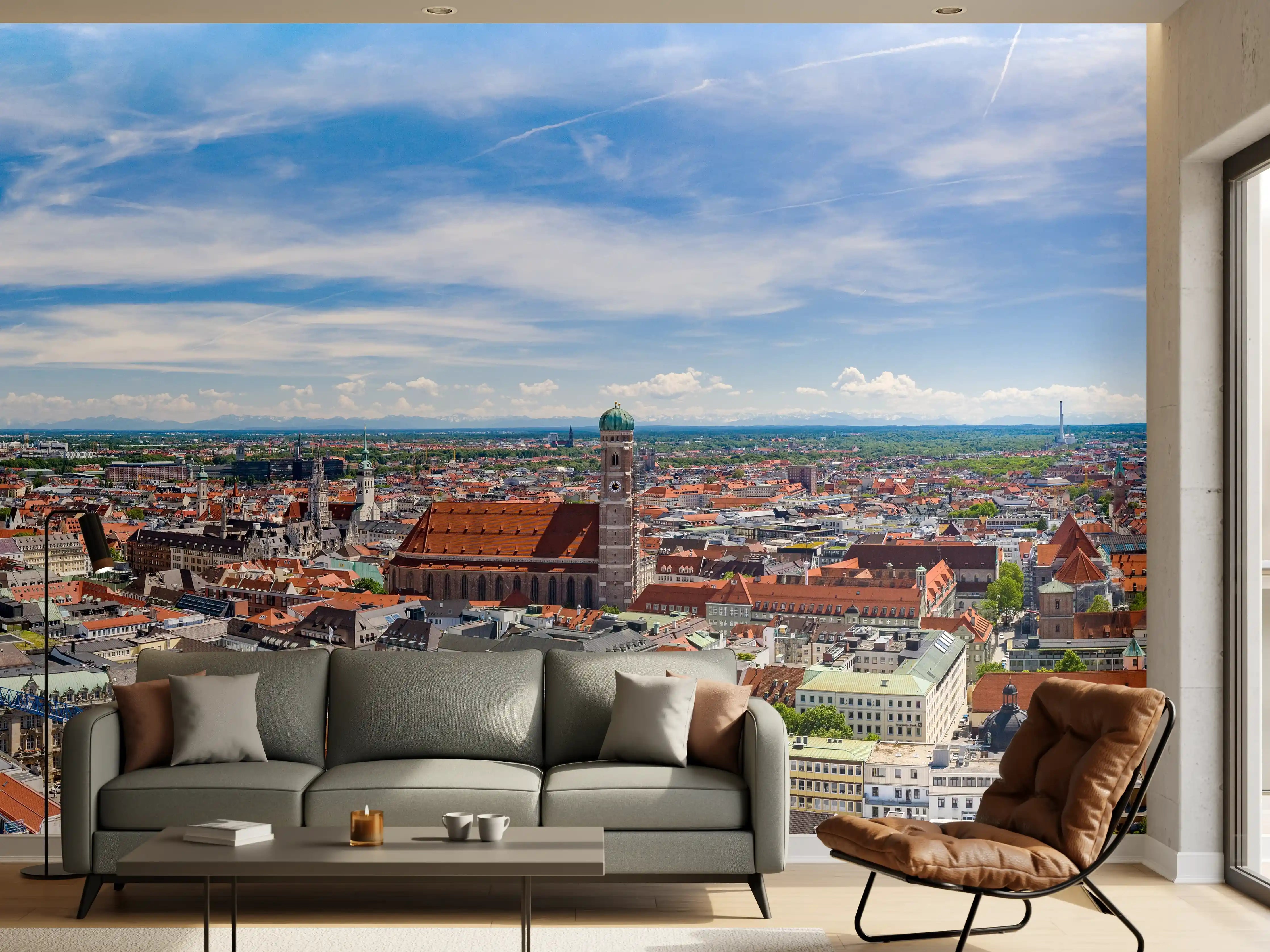 Wandverkleidung Wohnzimmer - München Panorama