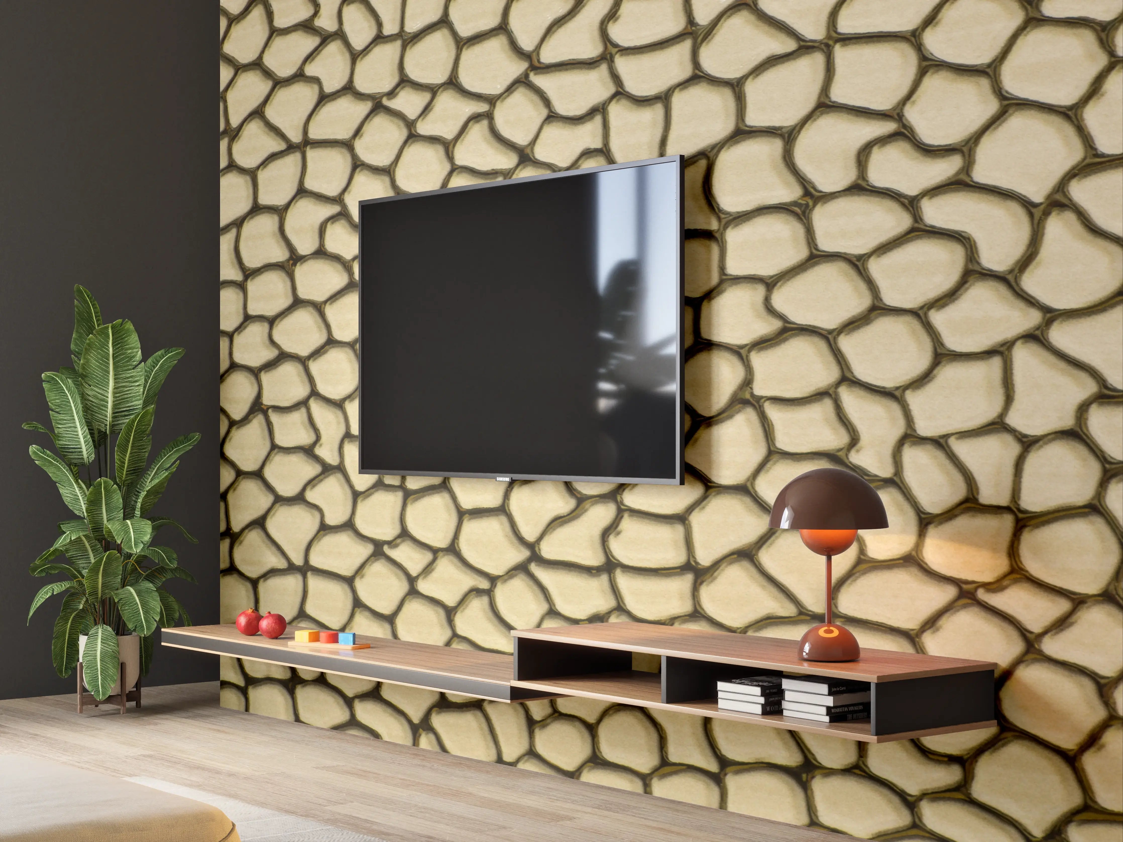 Wandverkleidung Wohnzimmer - Muster der Crackle-Textur in Gold