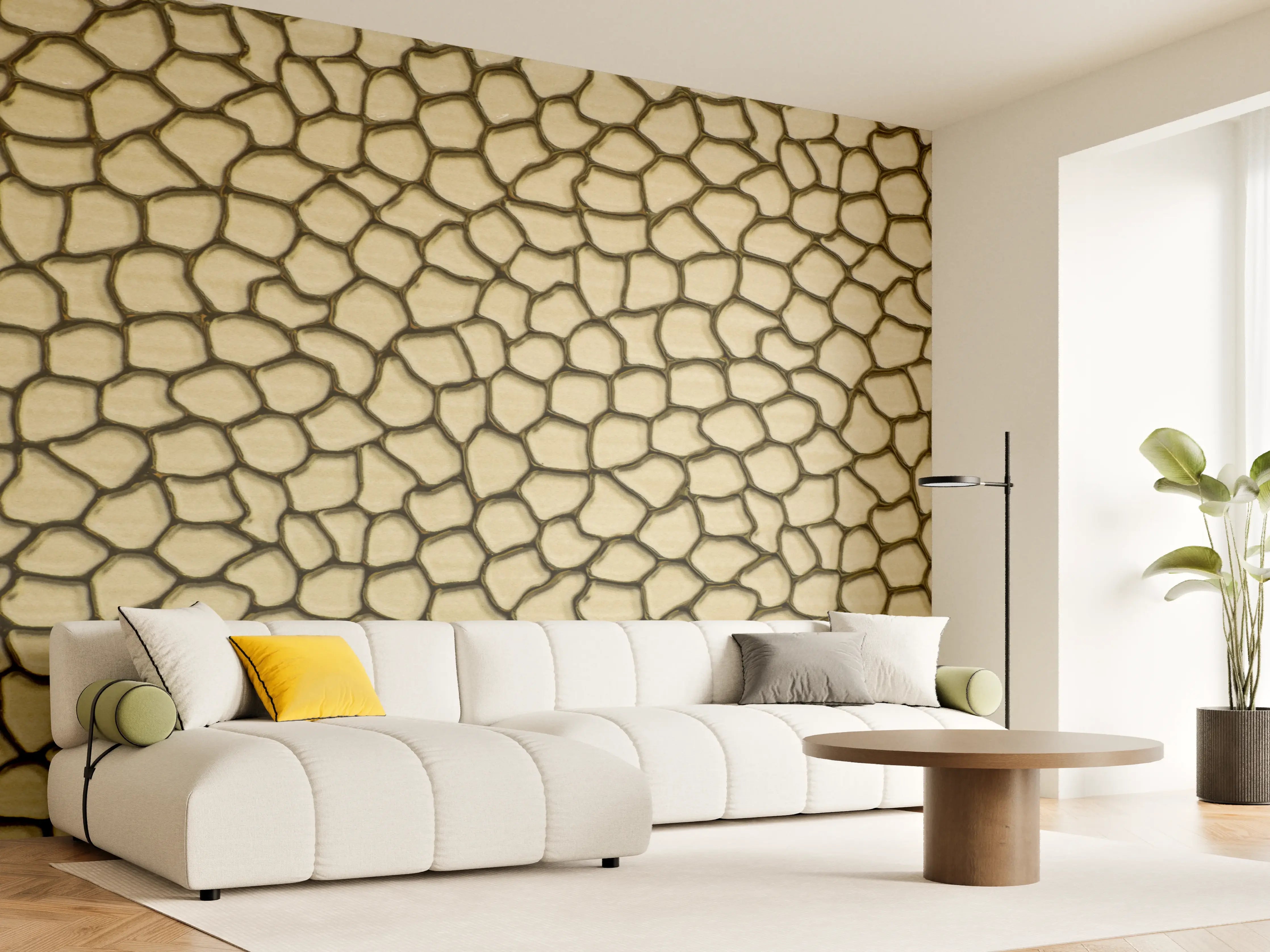 Wandverkleidung Wohnzimmer - Muster der Crackle-Textur in Gold