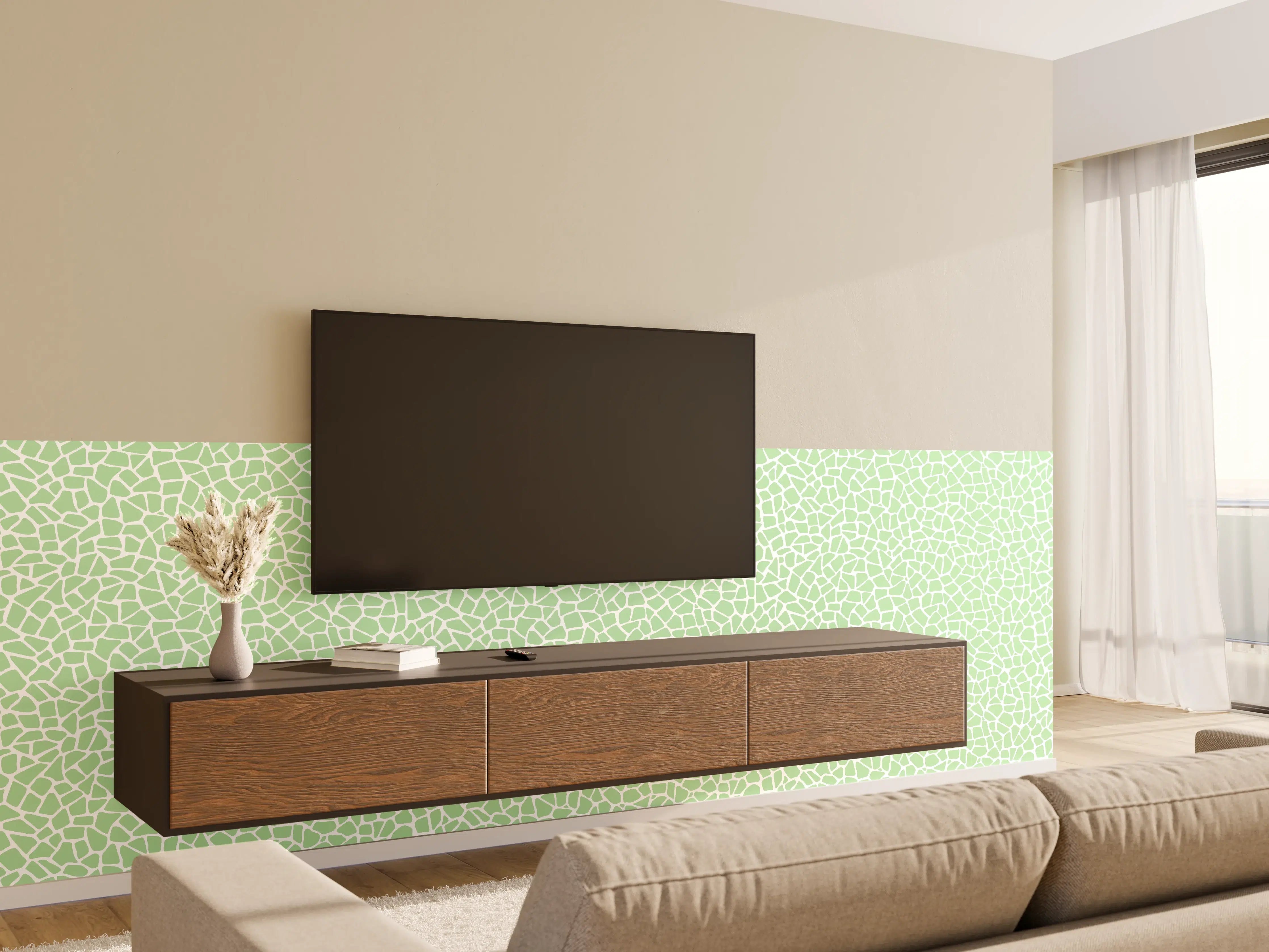 Wandverkleidung Wohnzimmer - Musterhafte Nahaufnahme in zarten Grüntönen