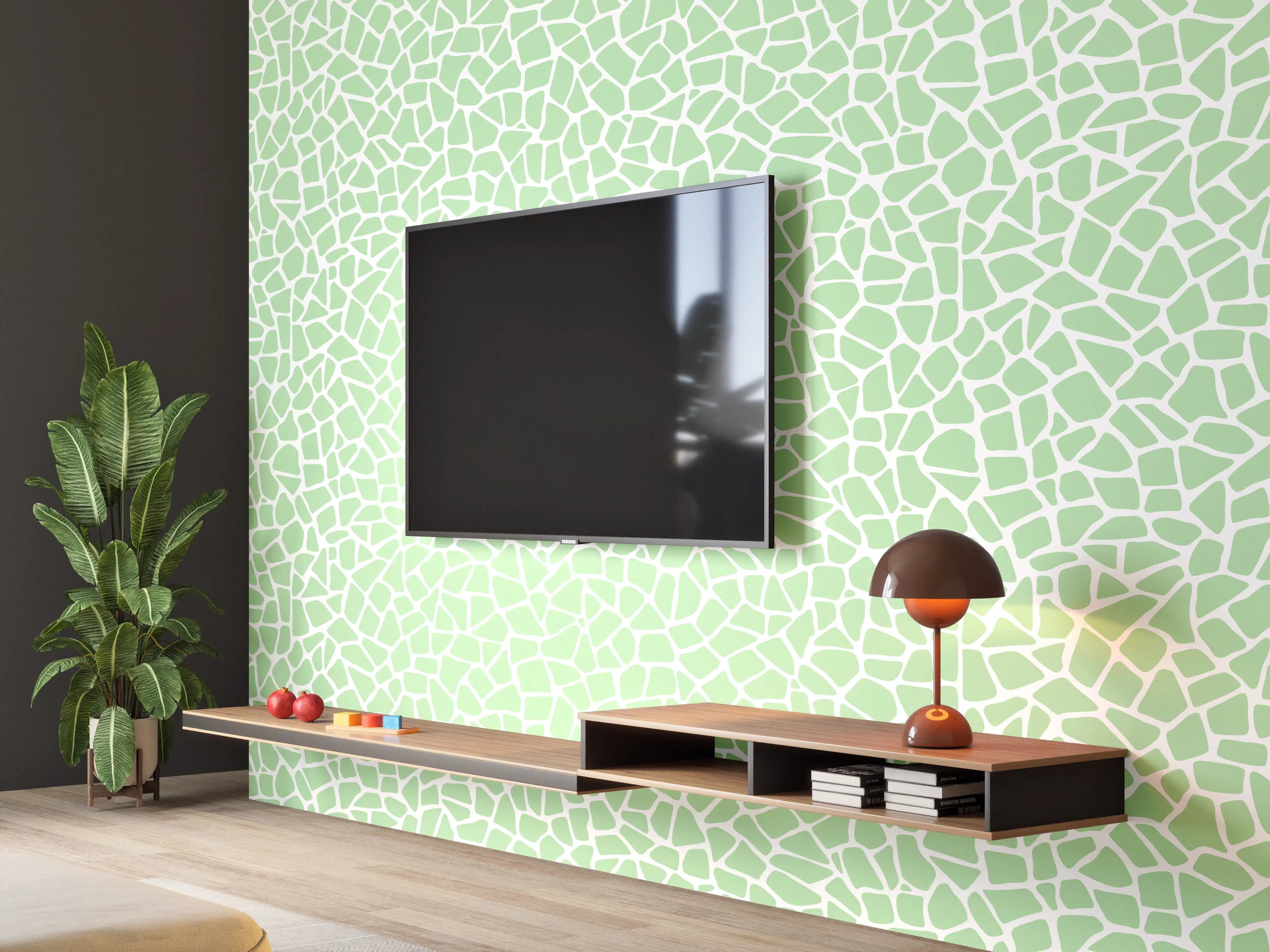 Wandverkleidung Wohnzimmer - Musterhafte Nahaufnahme in zarten Grüntönen