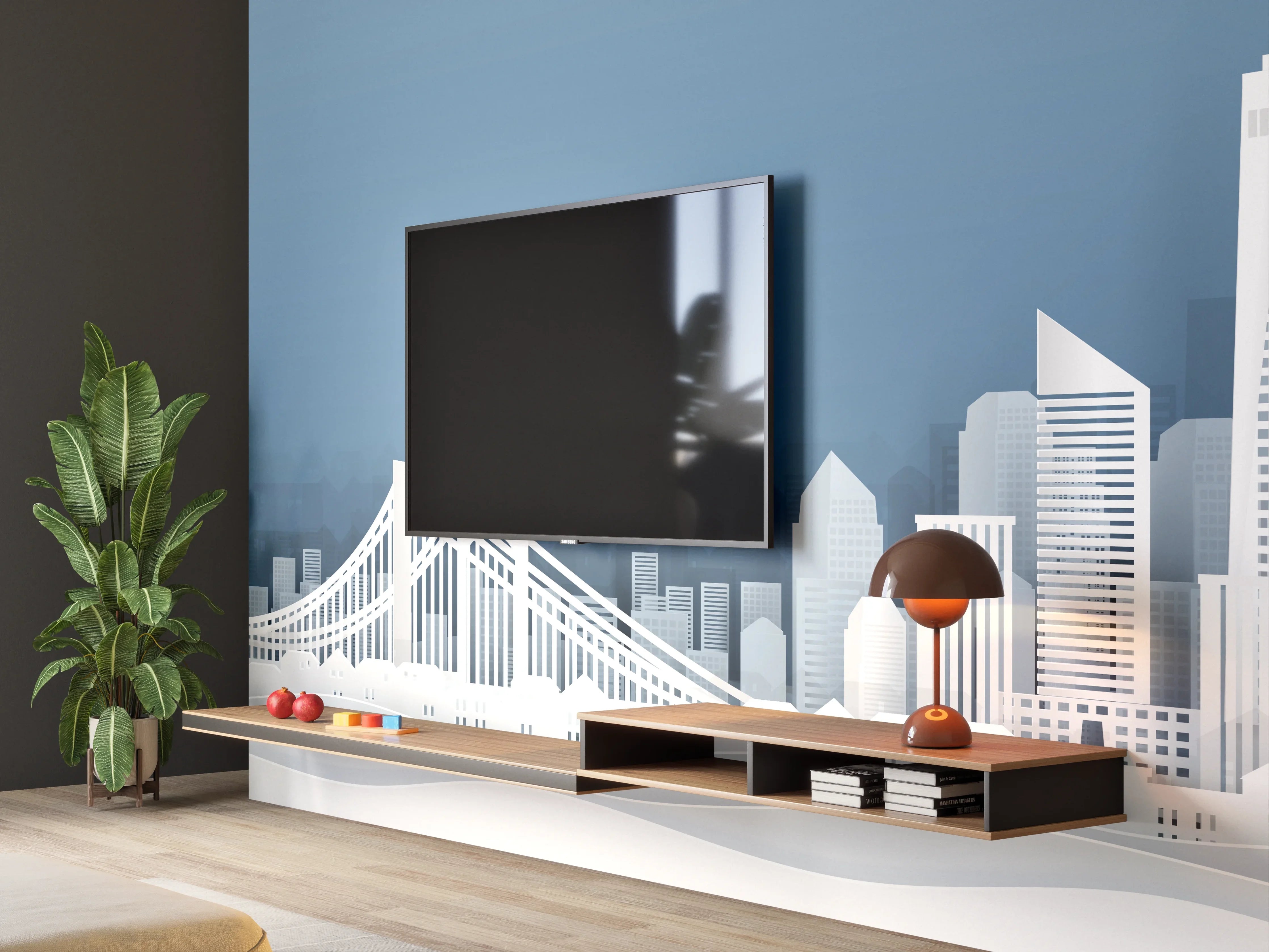 Wandverkleidung Wohnzimmer - NYC-Skyline Papercut Weiß