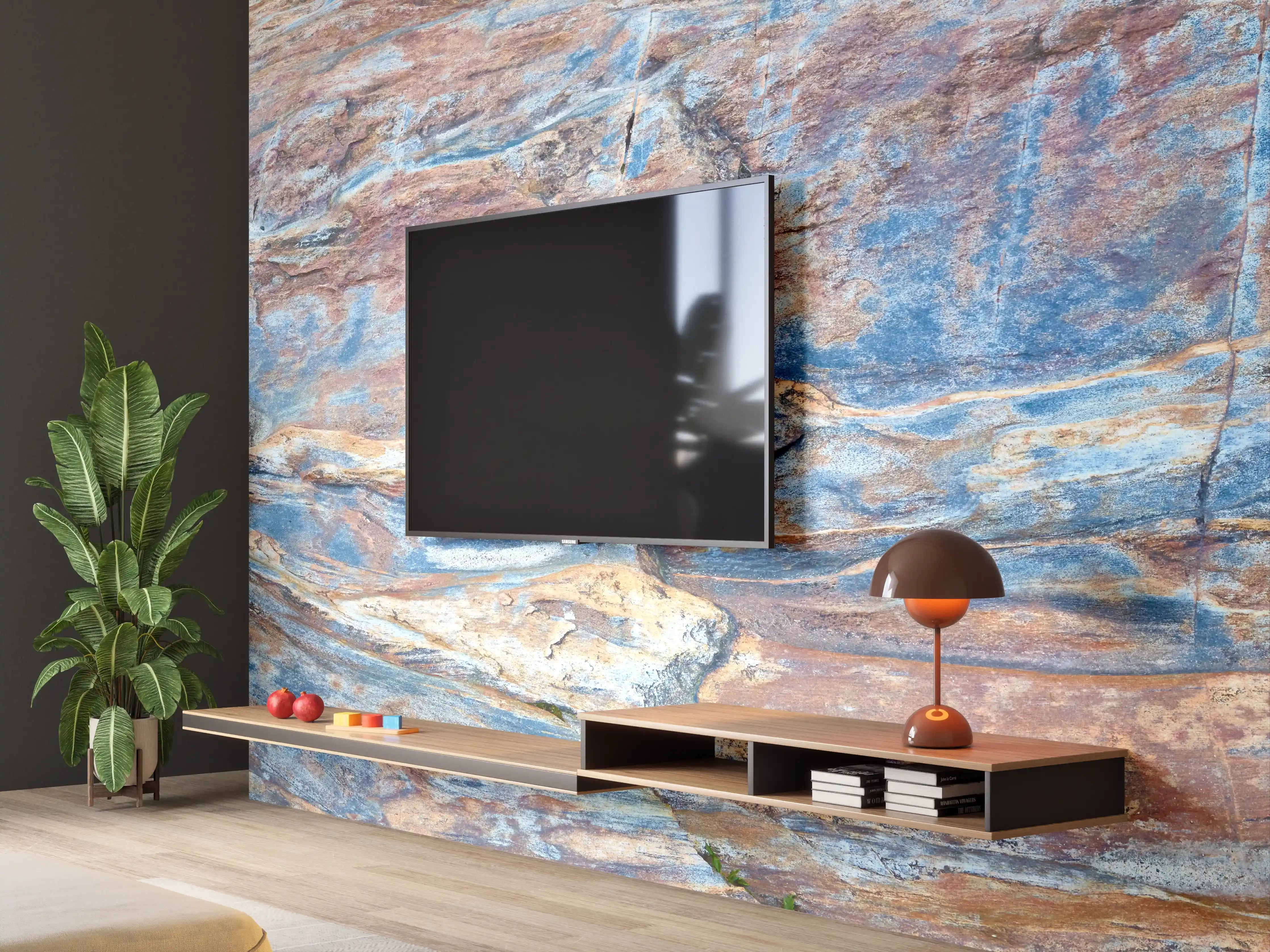 Wandverkleidung Wohnzimmer - Nahaufnahme Verzasca River