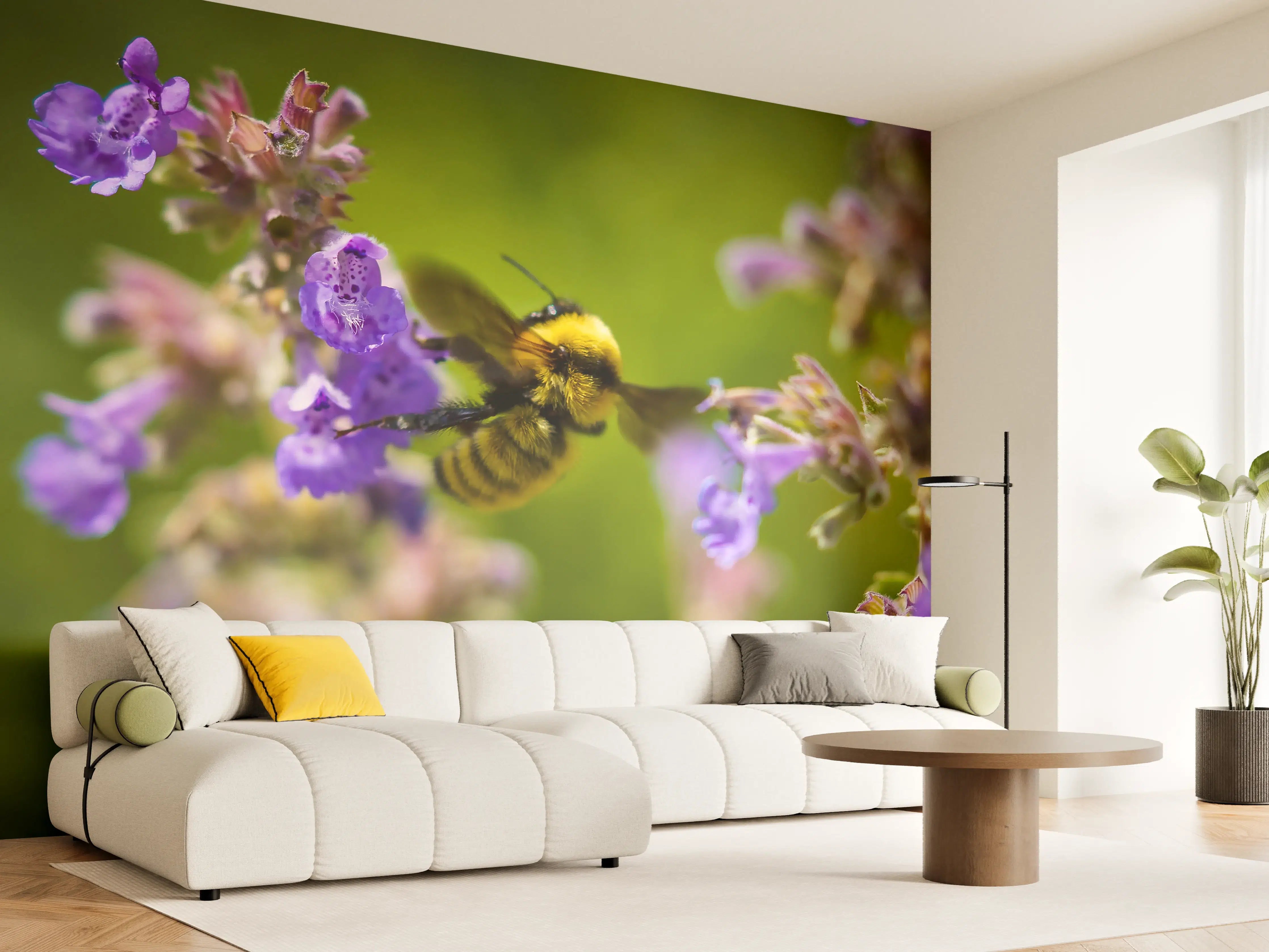Wandverkleidung Wohnzimmer - Nahaufnahme einer Honigbiene