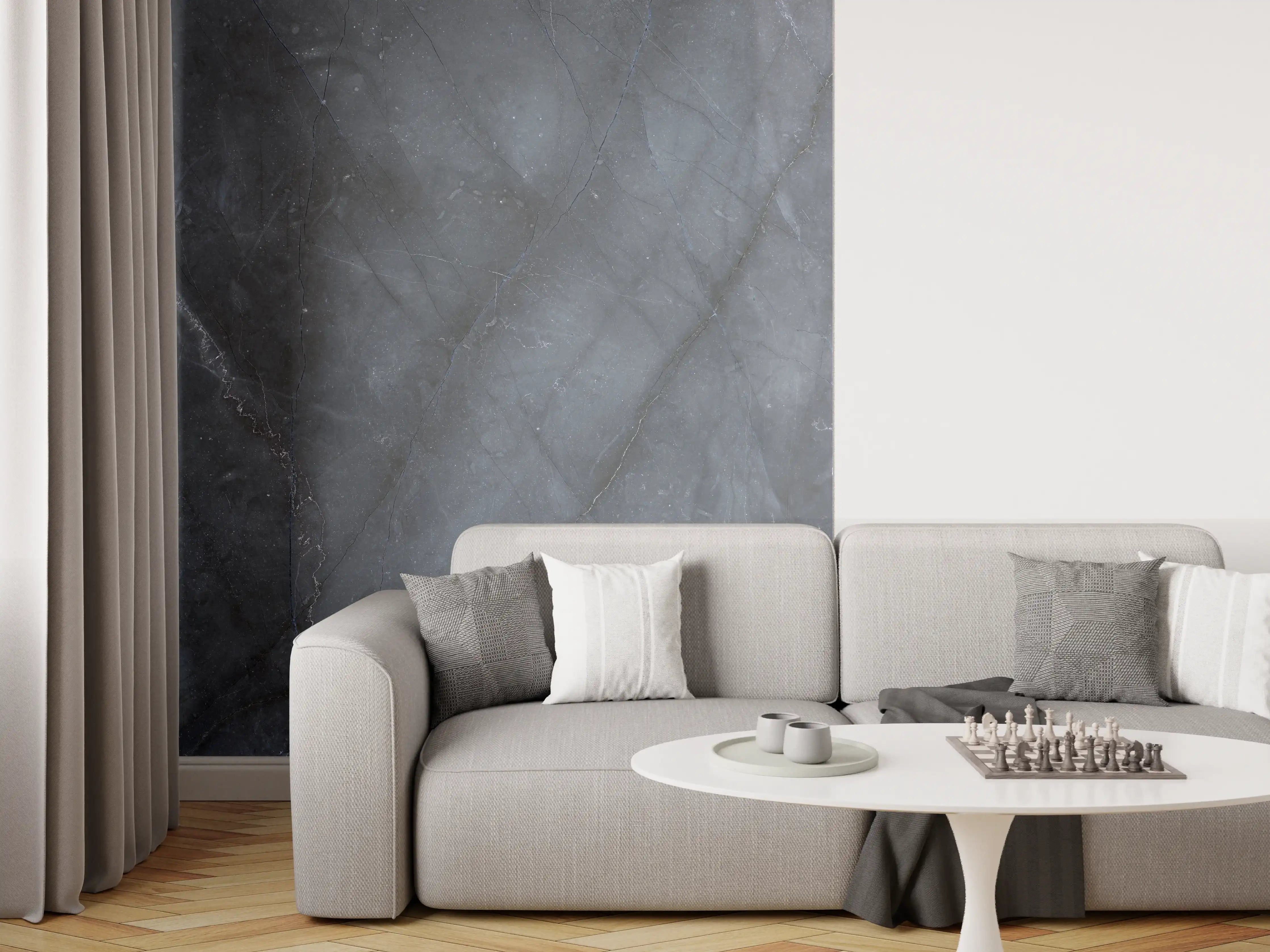 Wandverkleidung Wohnzimmer - Nahaufnahme italienische Marmorplatte