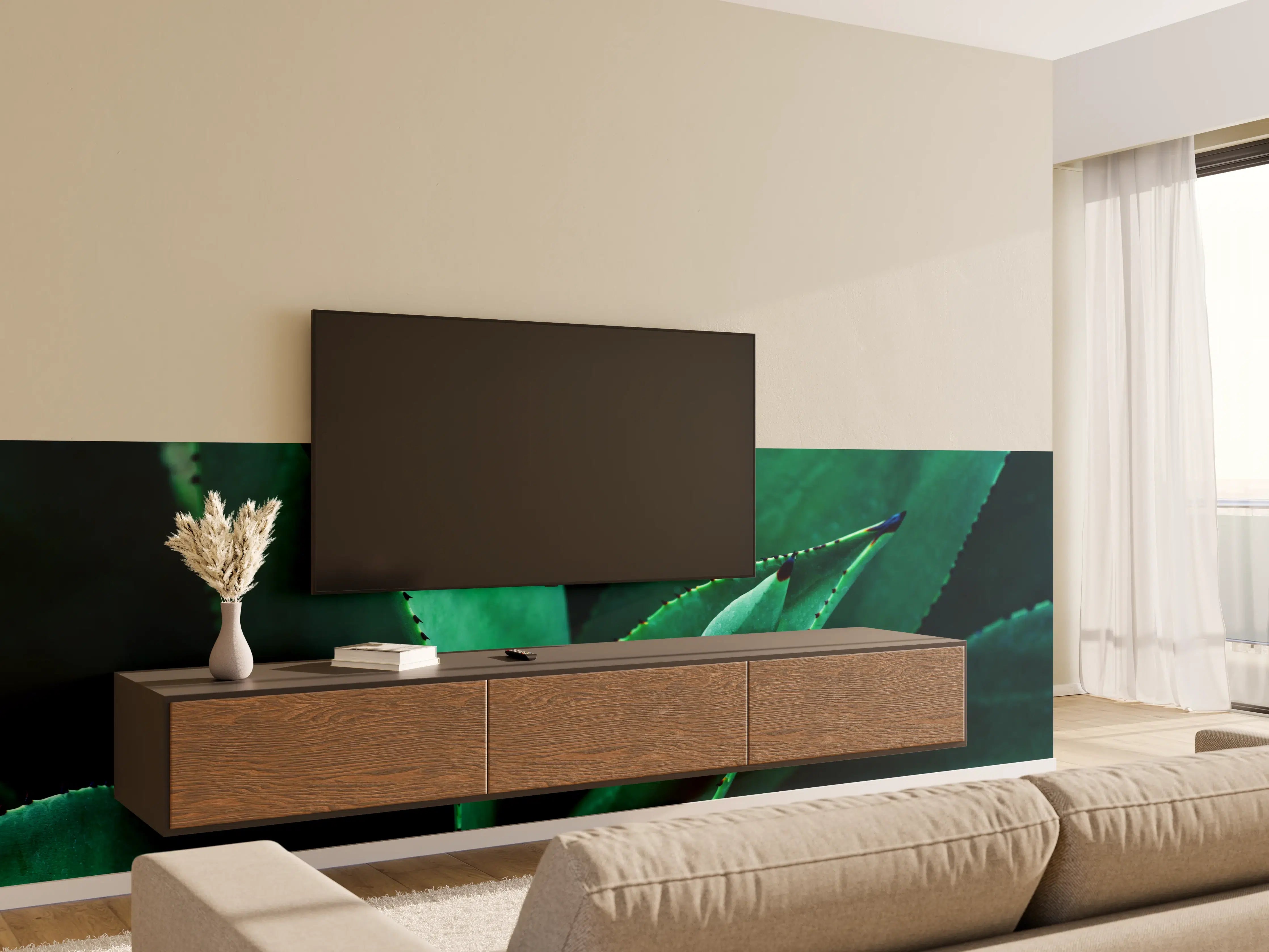 Wandverkleidung Wohnzimmer - Nahaufnahme von saftigen Aloe Vera Blättern