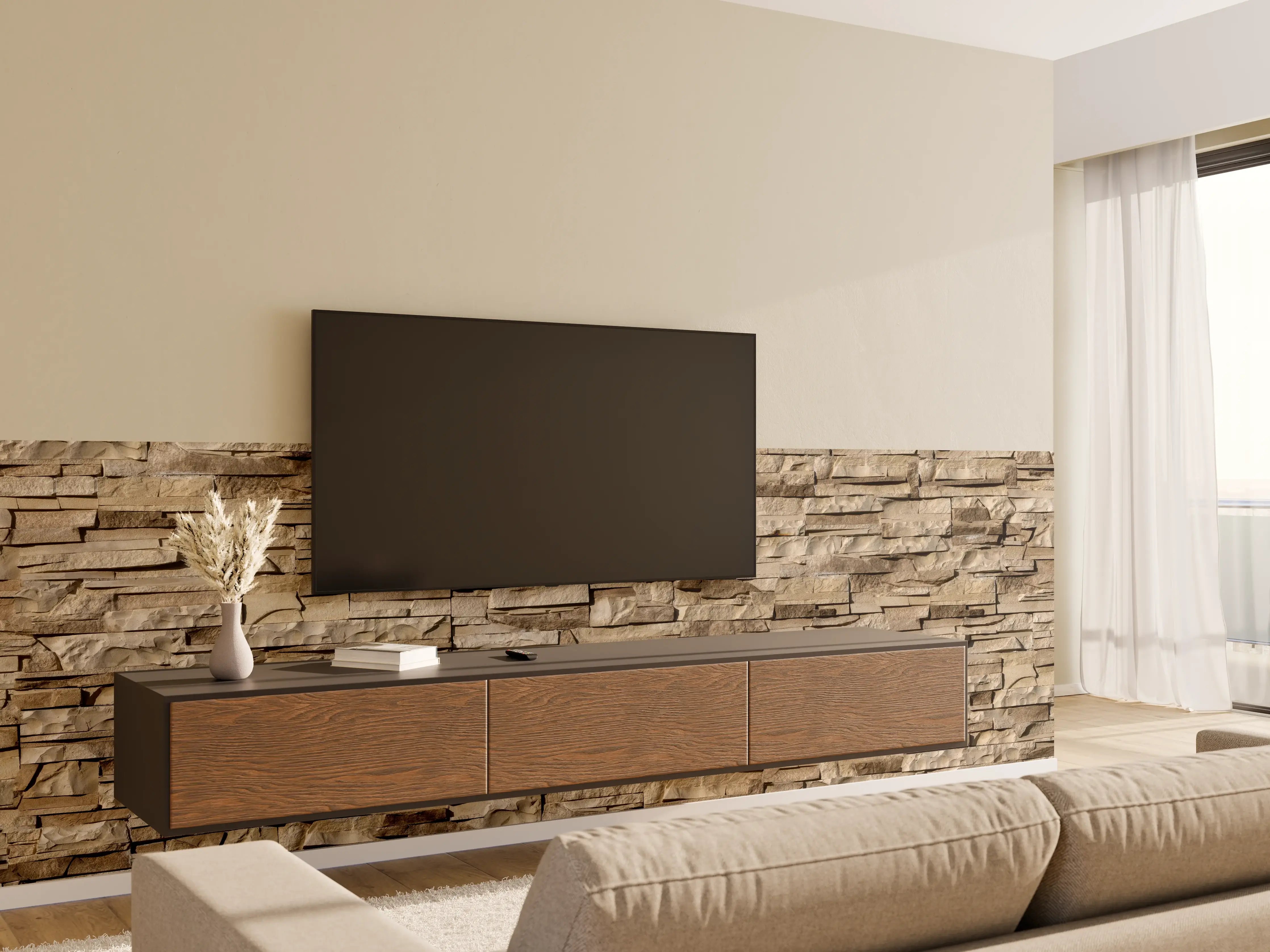 Wandverkleidung Wohnzimmer - Nahtlose Textur von Klinkerfliesen - Dunkel