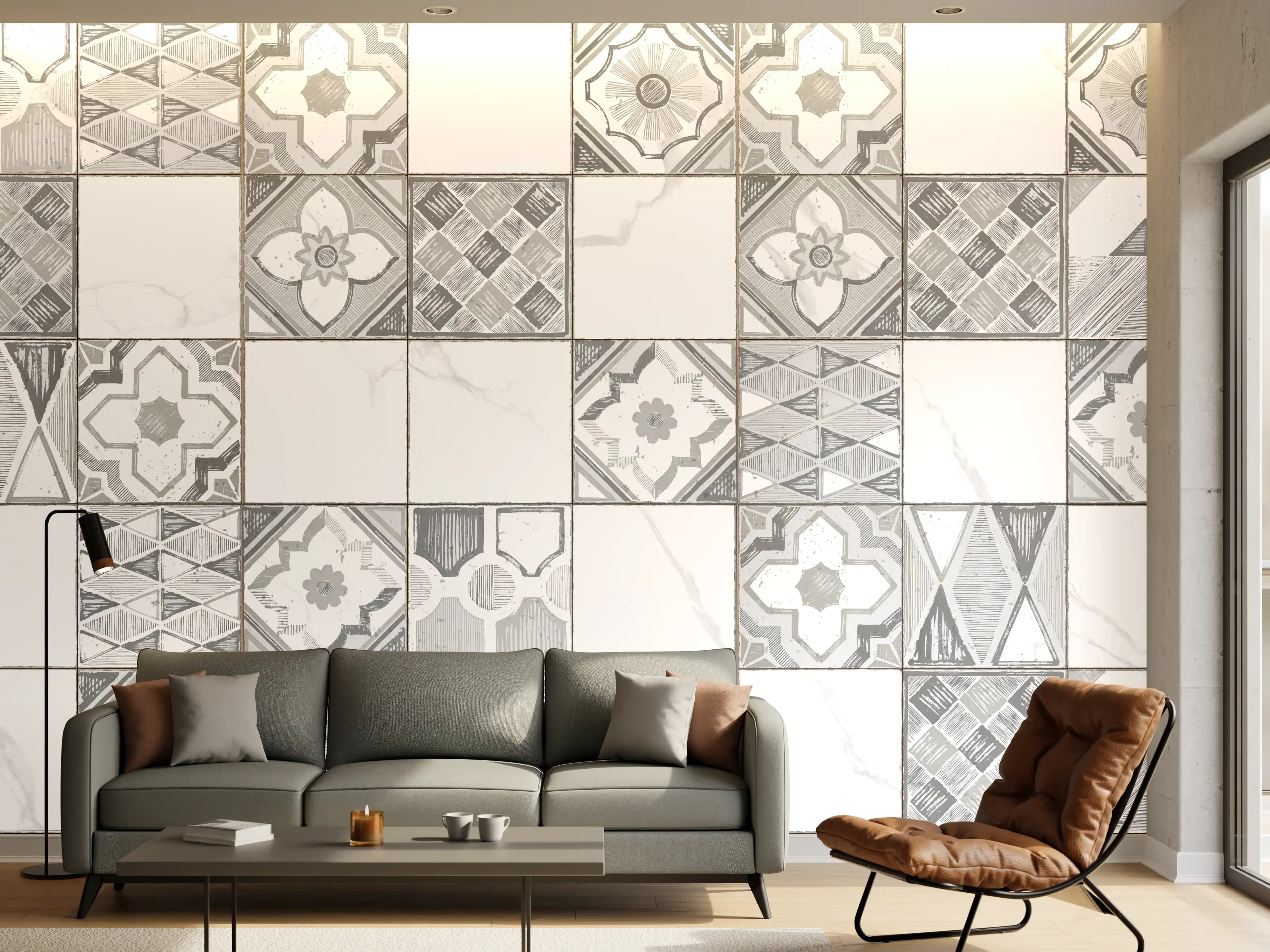 Wandverkleidung Wohnzimmer - Nahtloses monochromes Muster