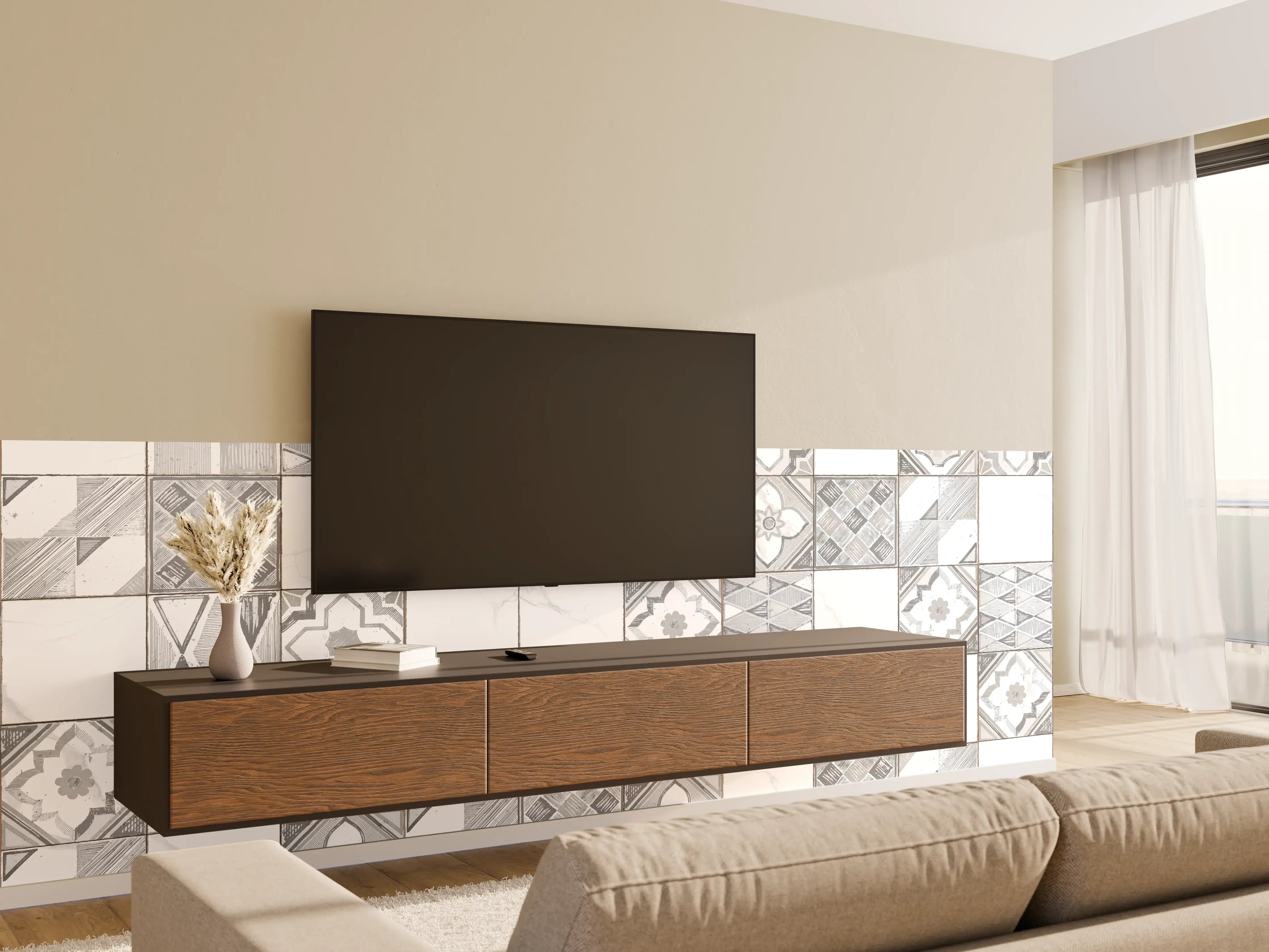 Wandverkleidung Wohnzimmer - Nahtloses monochromes Muster