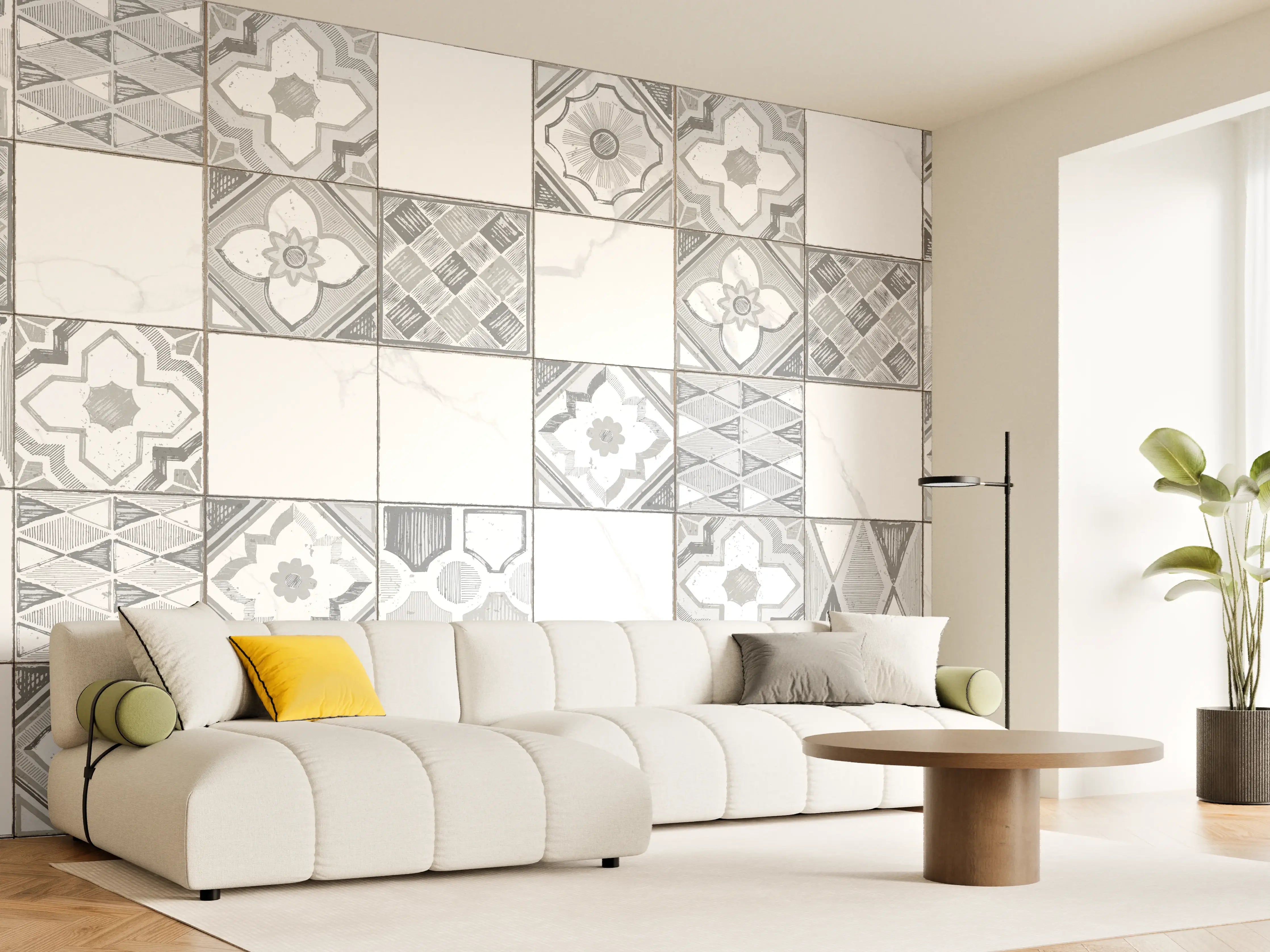 Wandverkleidung Wohnzimmer - Nahtloses monochromes Muster