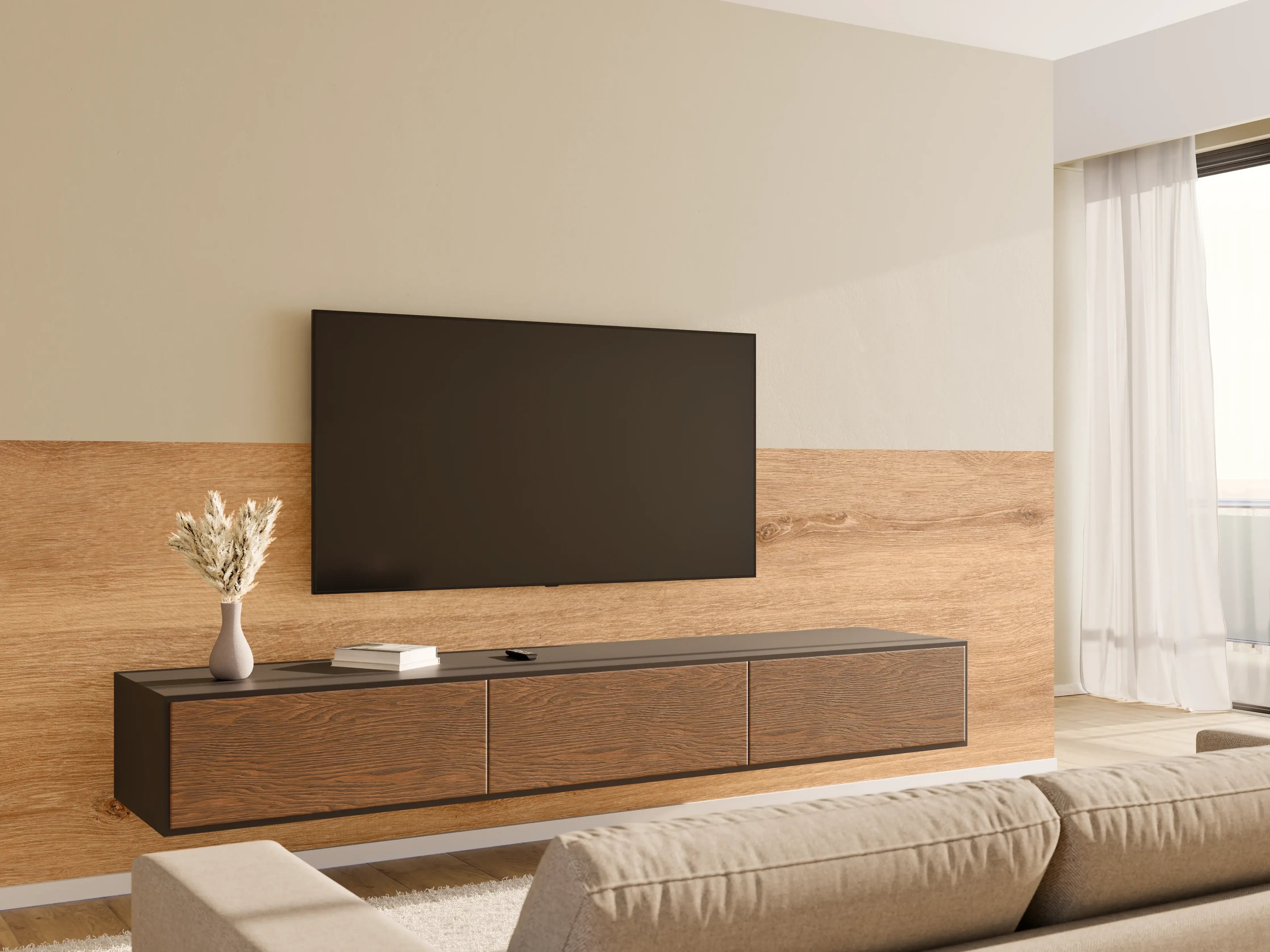 Wandverkleidung Wohnzimmer - Natürliche Bambusholz Planke