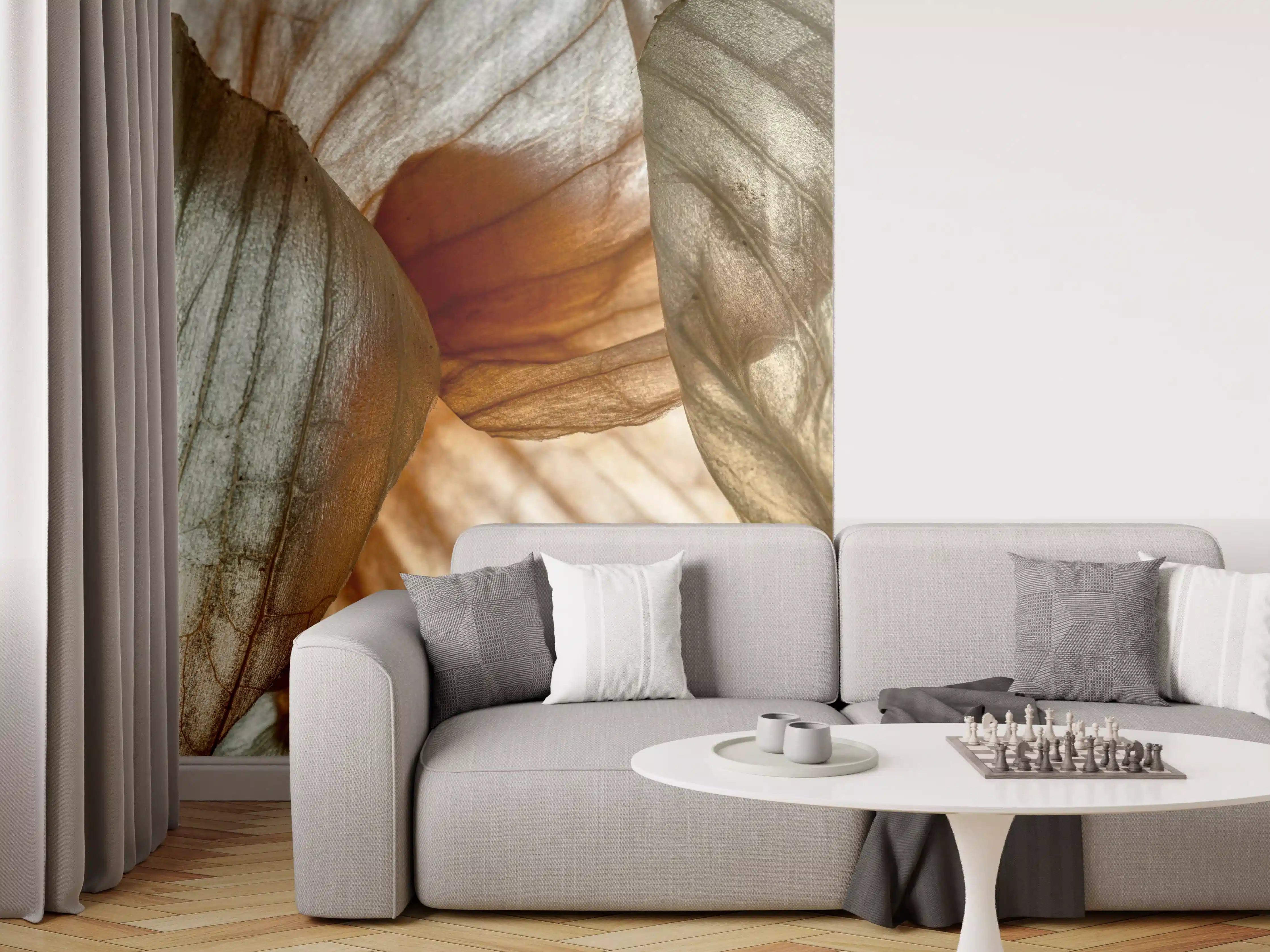 Wandverkleidung Wohnzimmer - Natürliche Blätter-Details