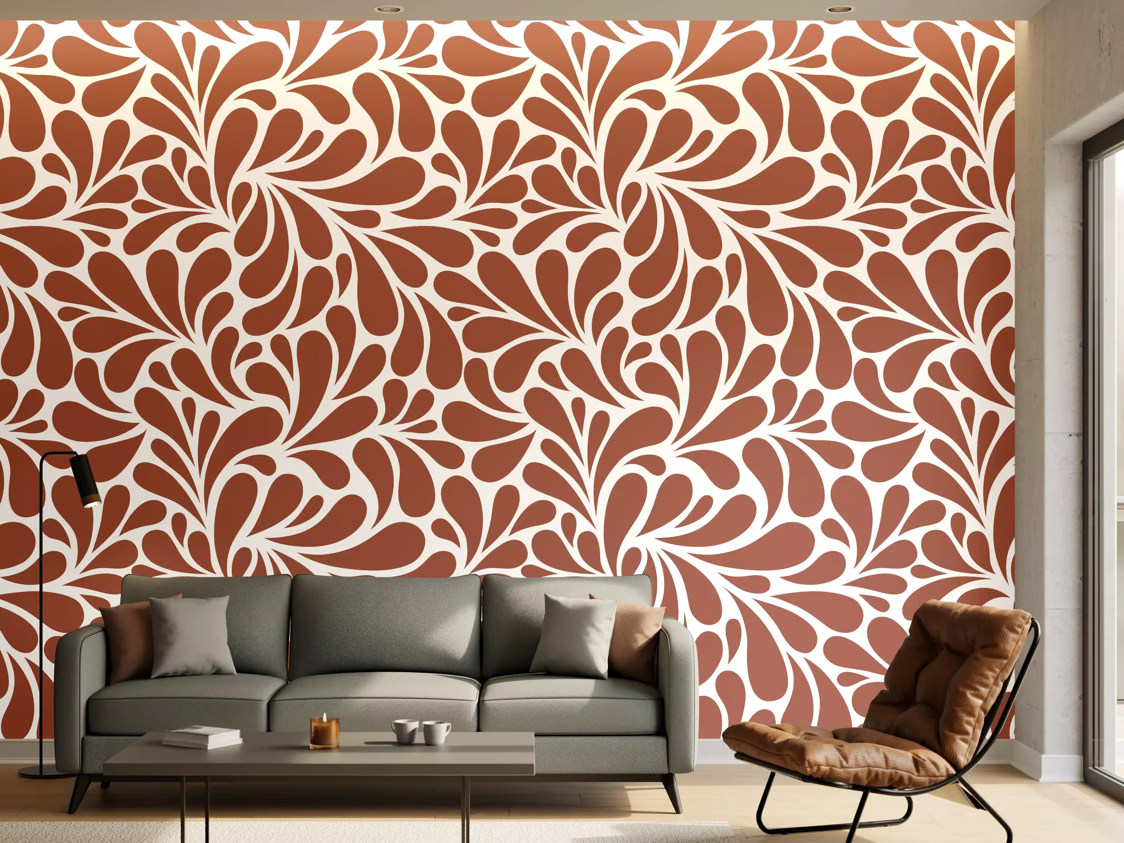 Wandverkleidung Wohnzimmer - Natürliche Blätter-Muster