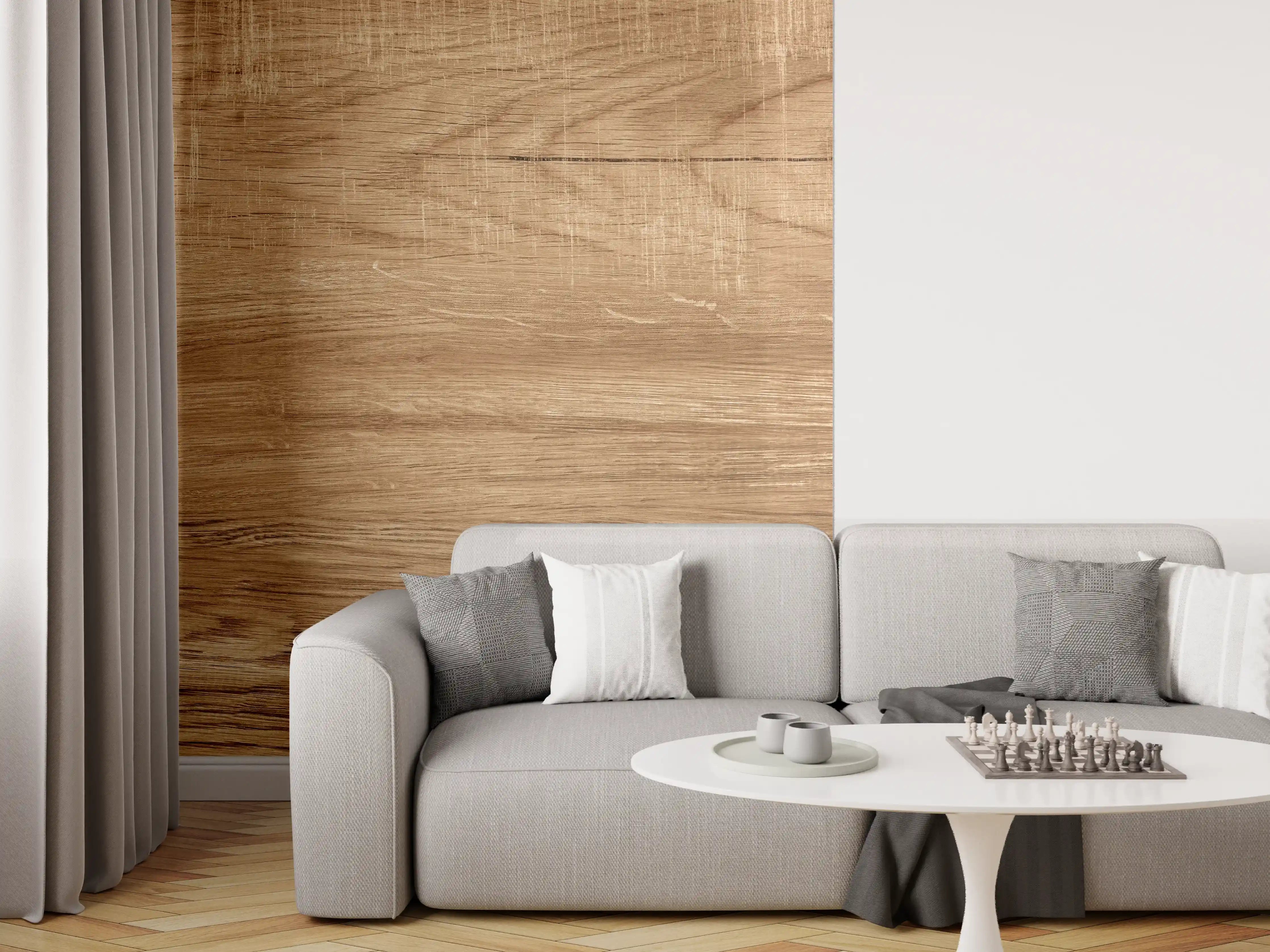 Wandverkleidung Wohnzimmer - Natürliche Braune Walnussholz-Struktur