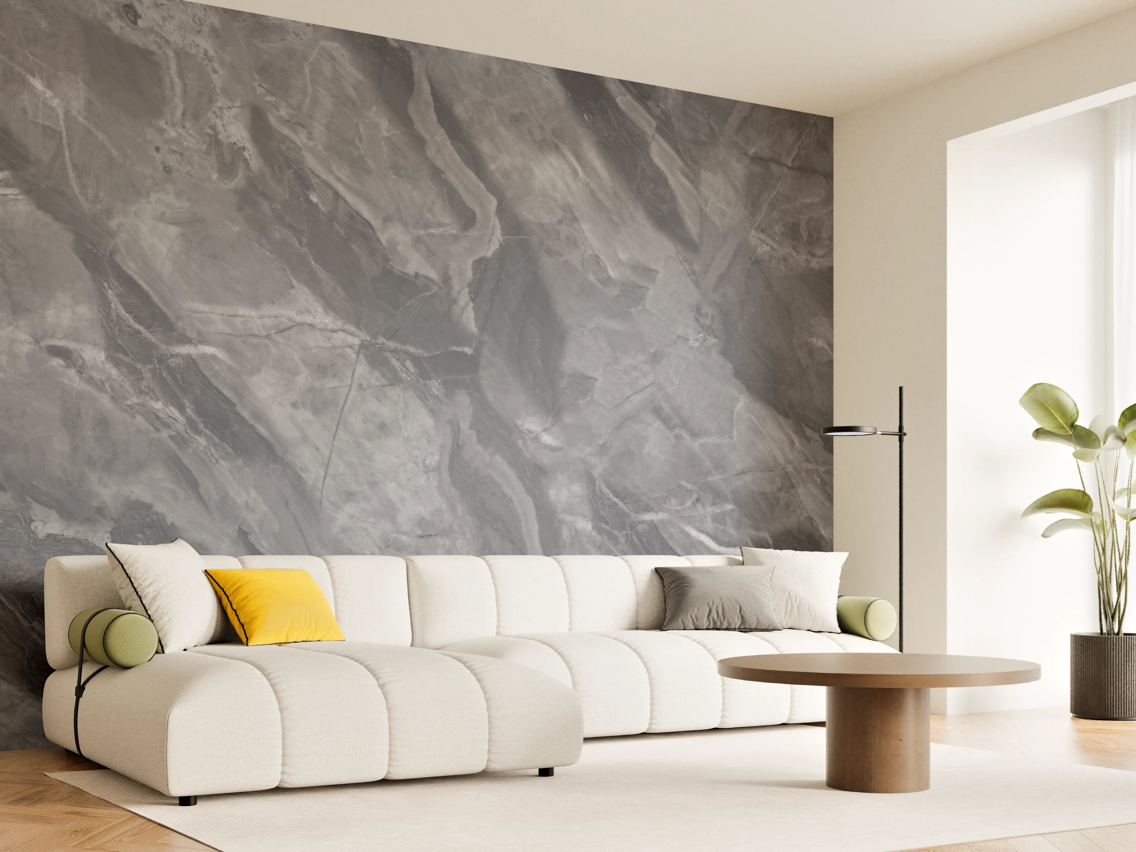 Wandverkleidung Wohnzimmer - Natürliche Breccia-Marmorfliesen