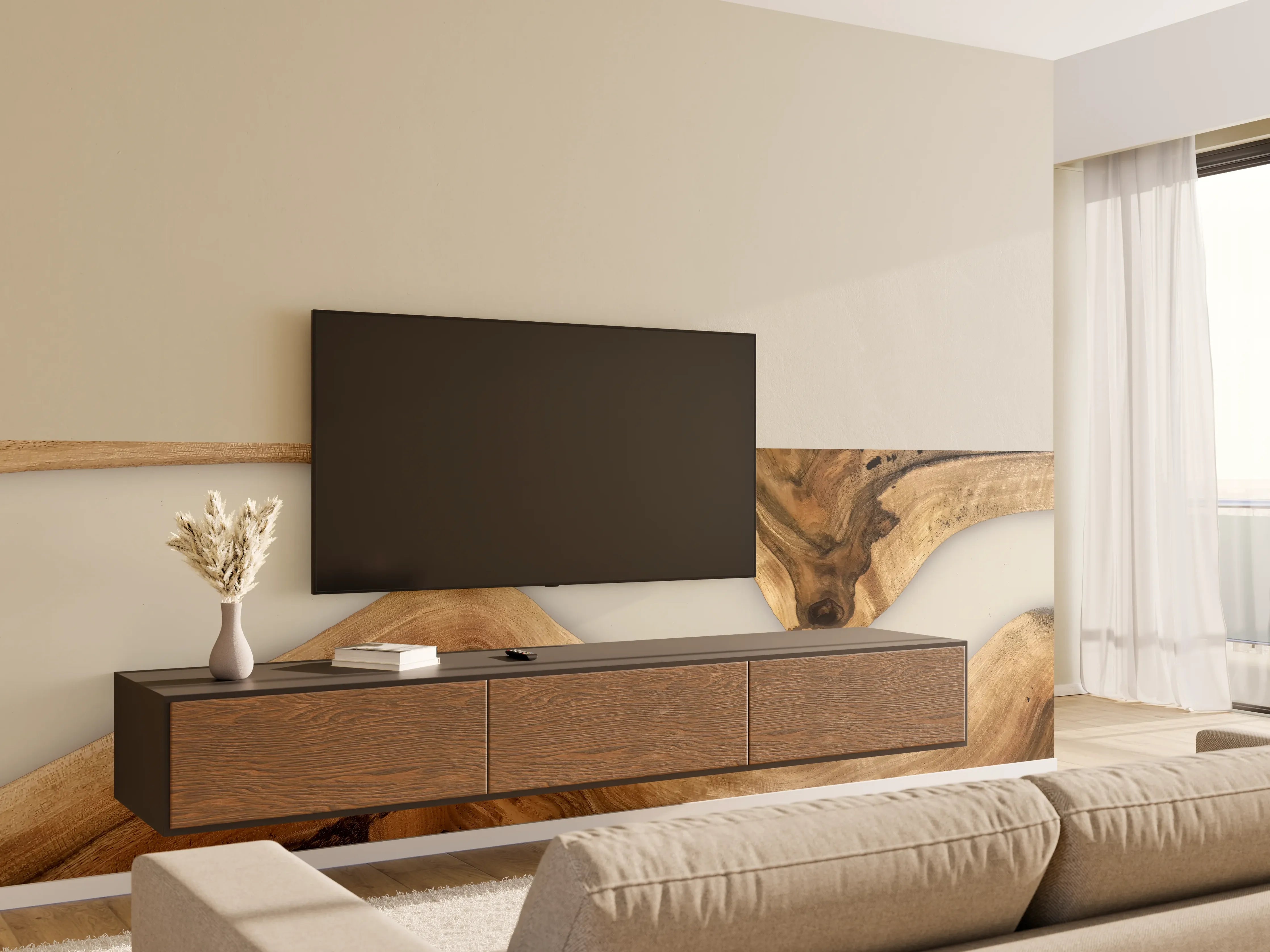Wandverkleidung Wohnzimmer - Natürliche Holzdekoration