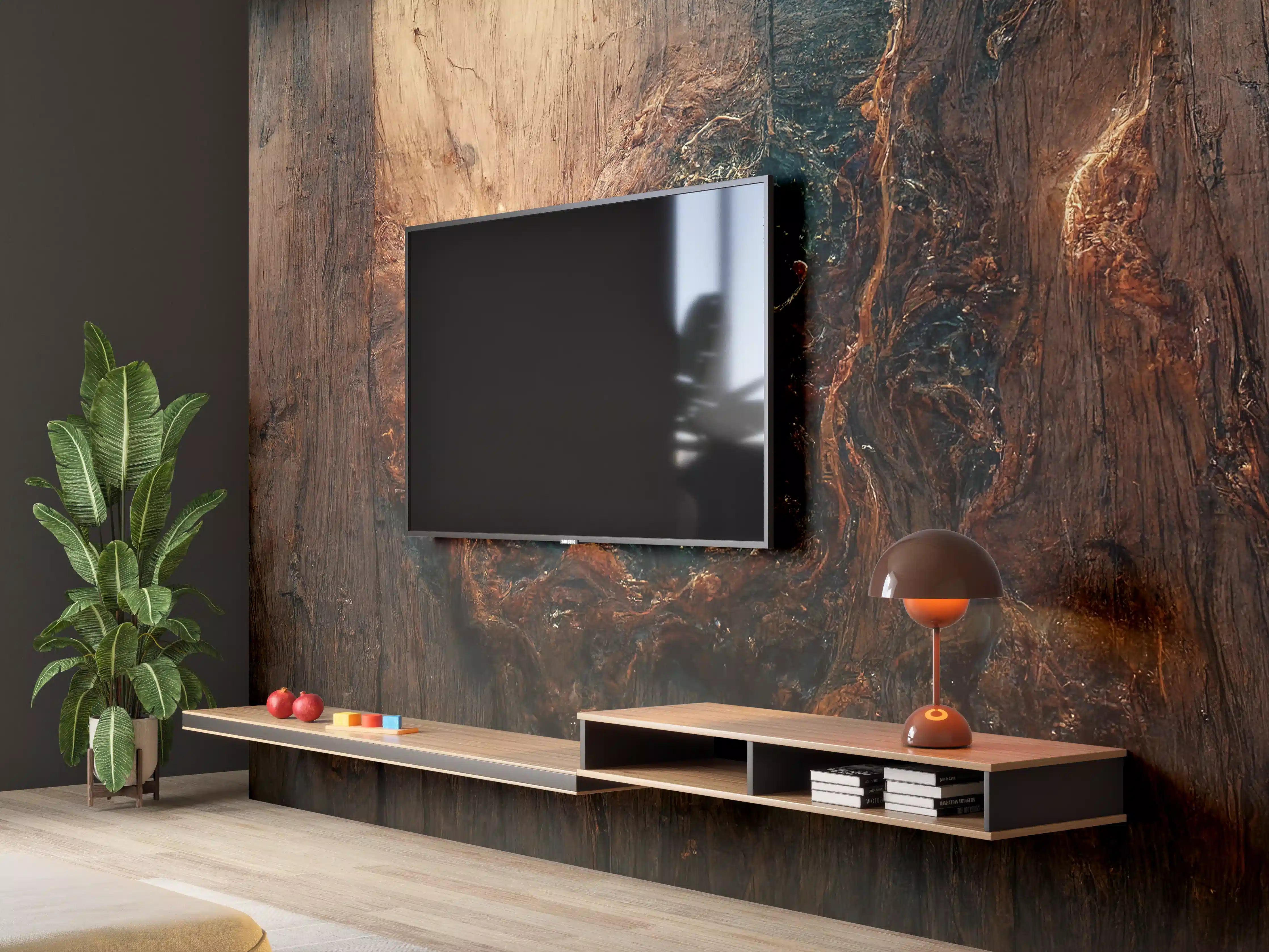 Wandverkleidung Wohnzimmer - Natürliche Holzmaserung mit einzigartigem Muster