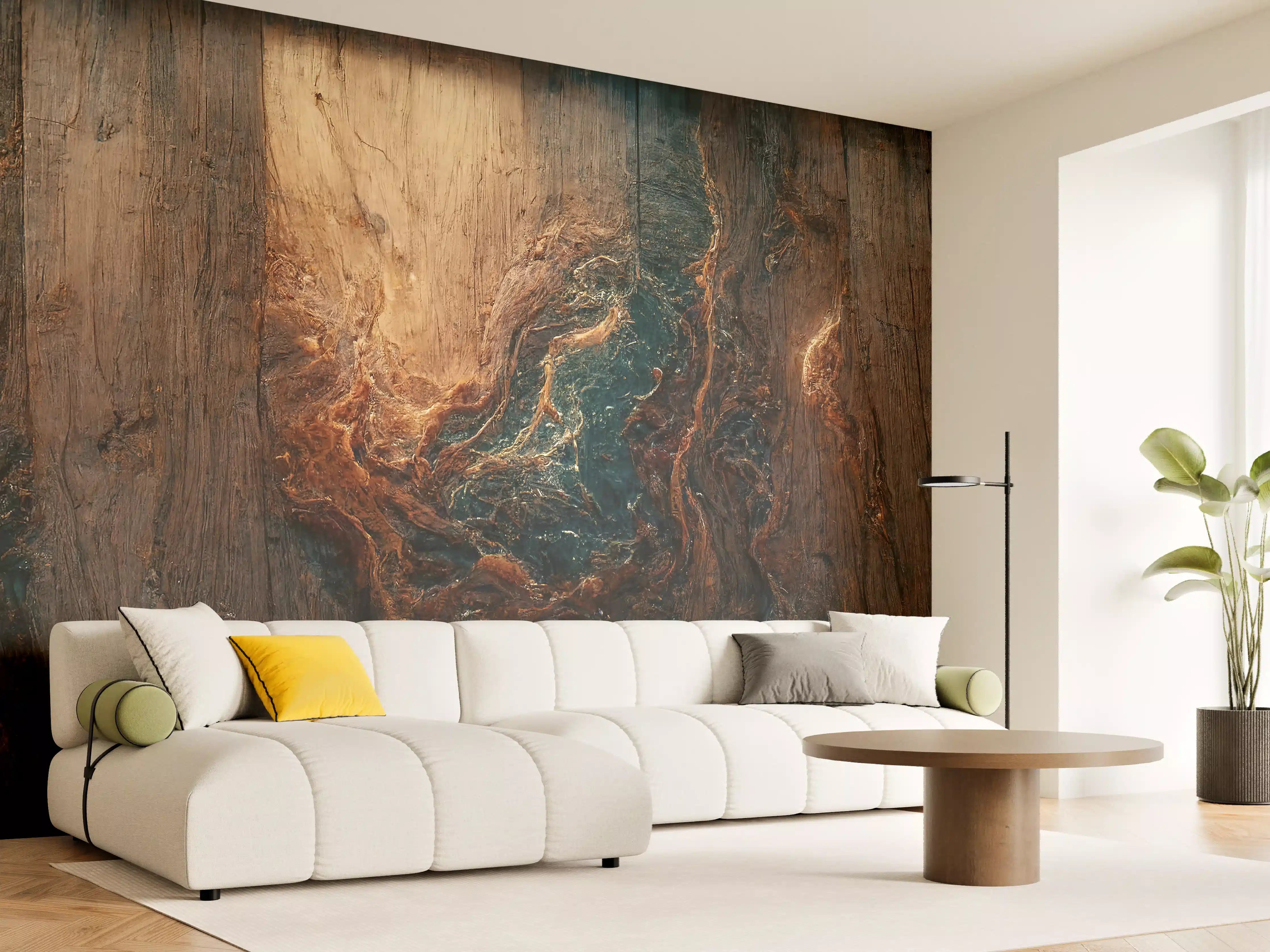 Wandverkleidung Wohnzimmer - Natürliche Holzmaserung mit einzigartigem Muster