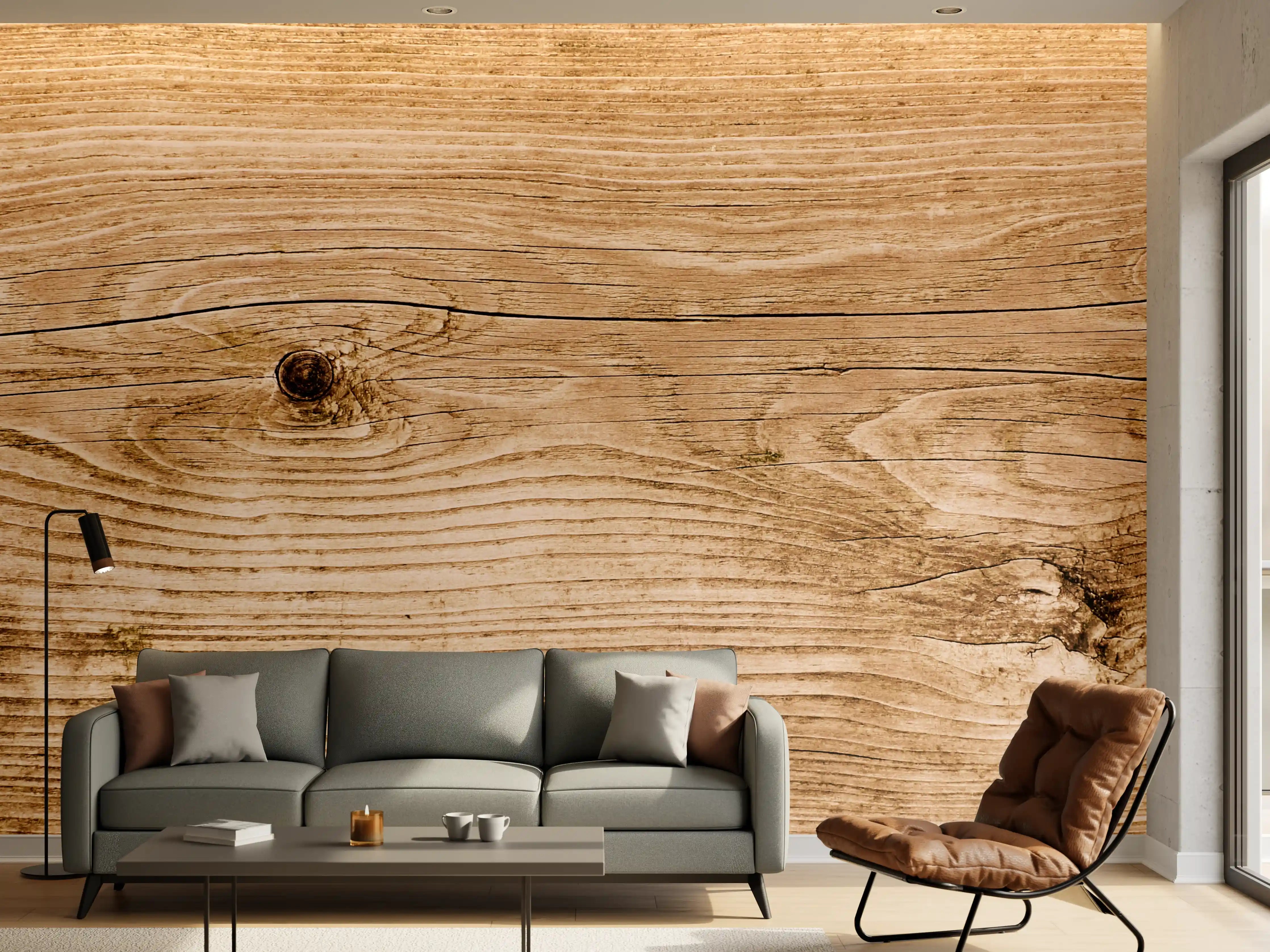 Wandverkleidung Wohnzimmer - Natürliche Holzstruktur mit warmen Tönen