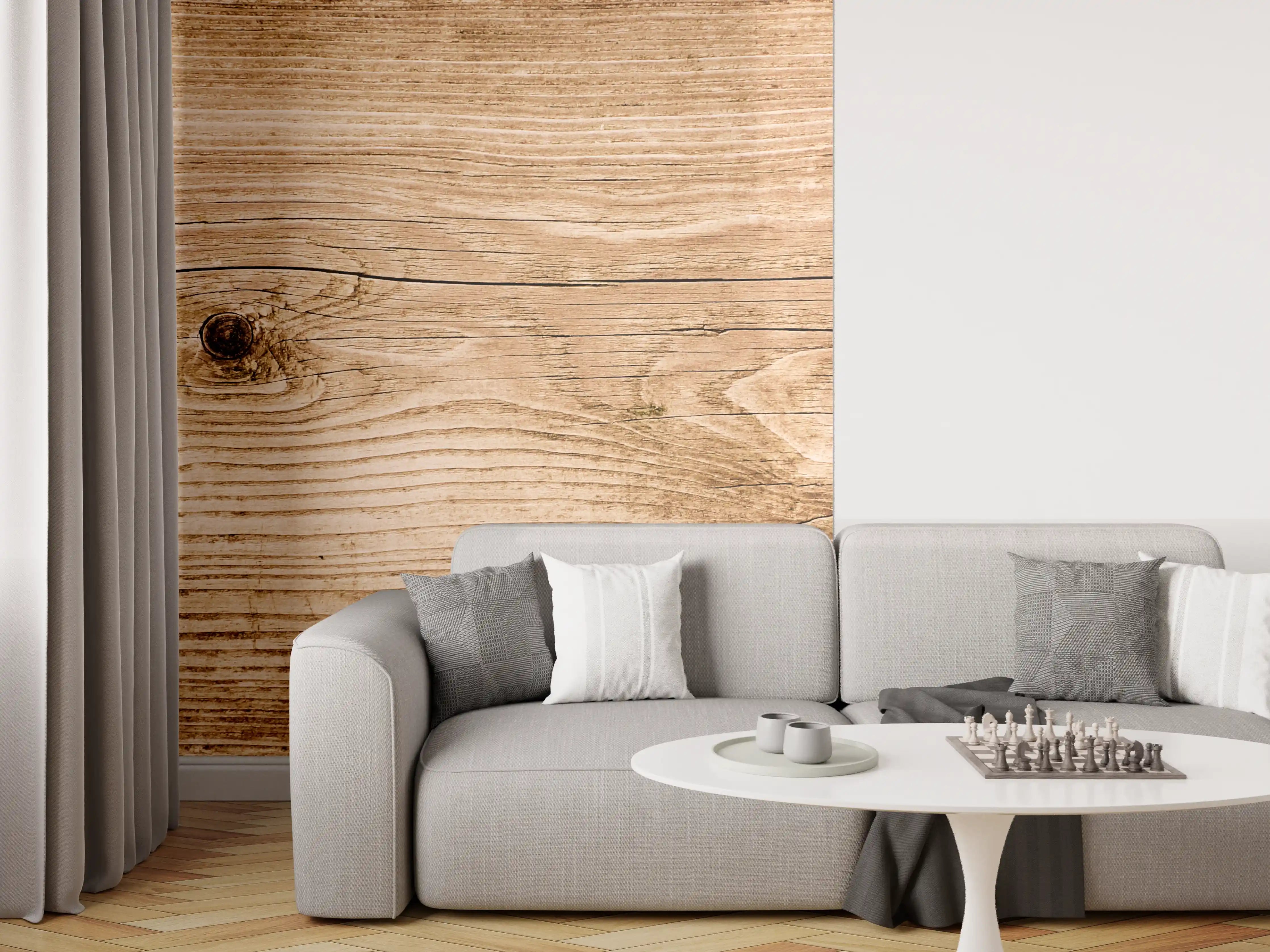 Wandverkleidung Wohnzimmer - Natürliche Holzstruktur mit warmen Tönen