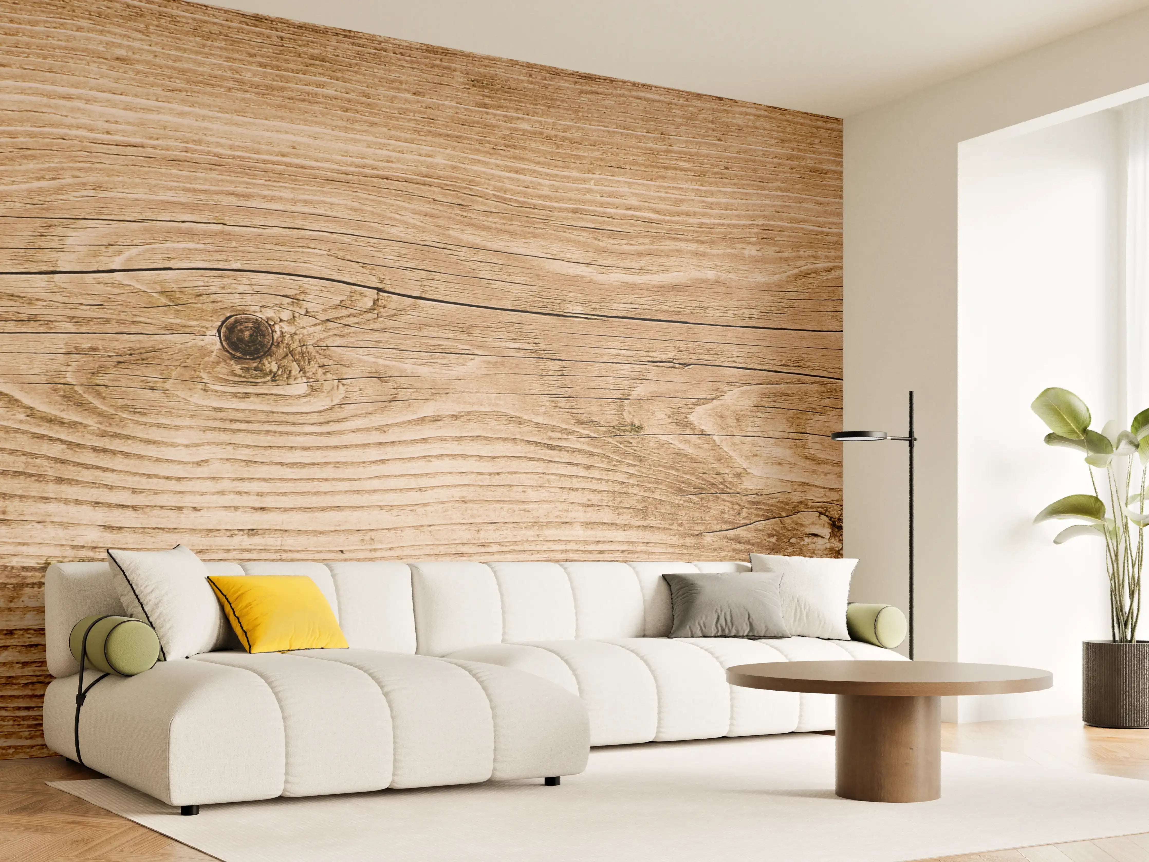 Wandverkleidung Wohnzimmer - Natürliche Holzstruktur mit warmen Tönen