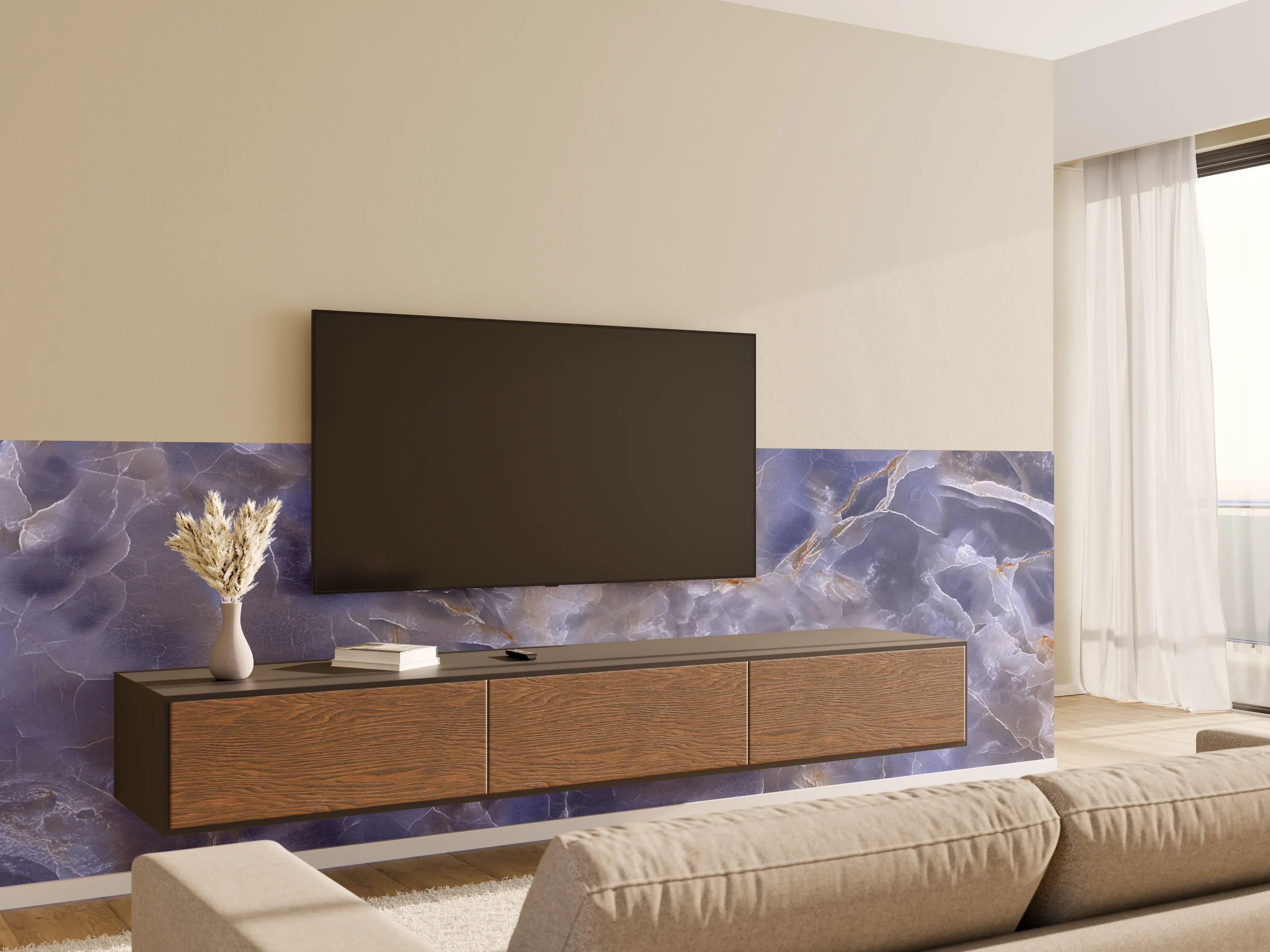 Wandverkleidung Wohnzimmer - Natürlicher Onyx-Marmor